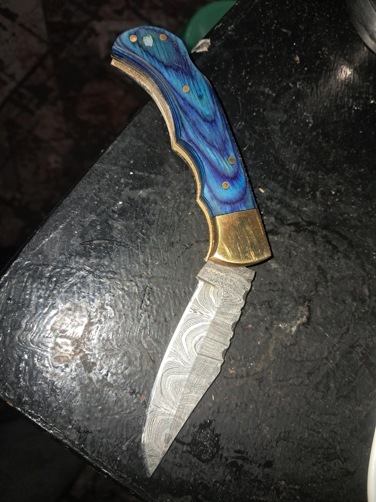 Damascus Pocket Knife for Men Comes with Leather Sheath & Sharpening Rod customer photo 2