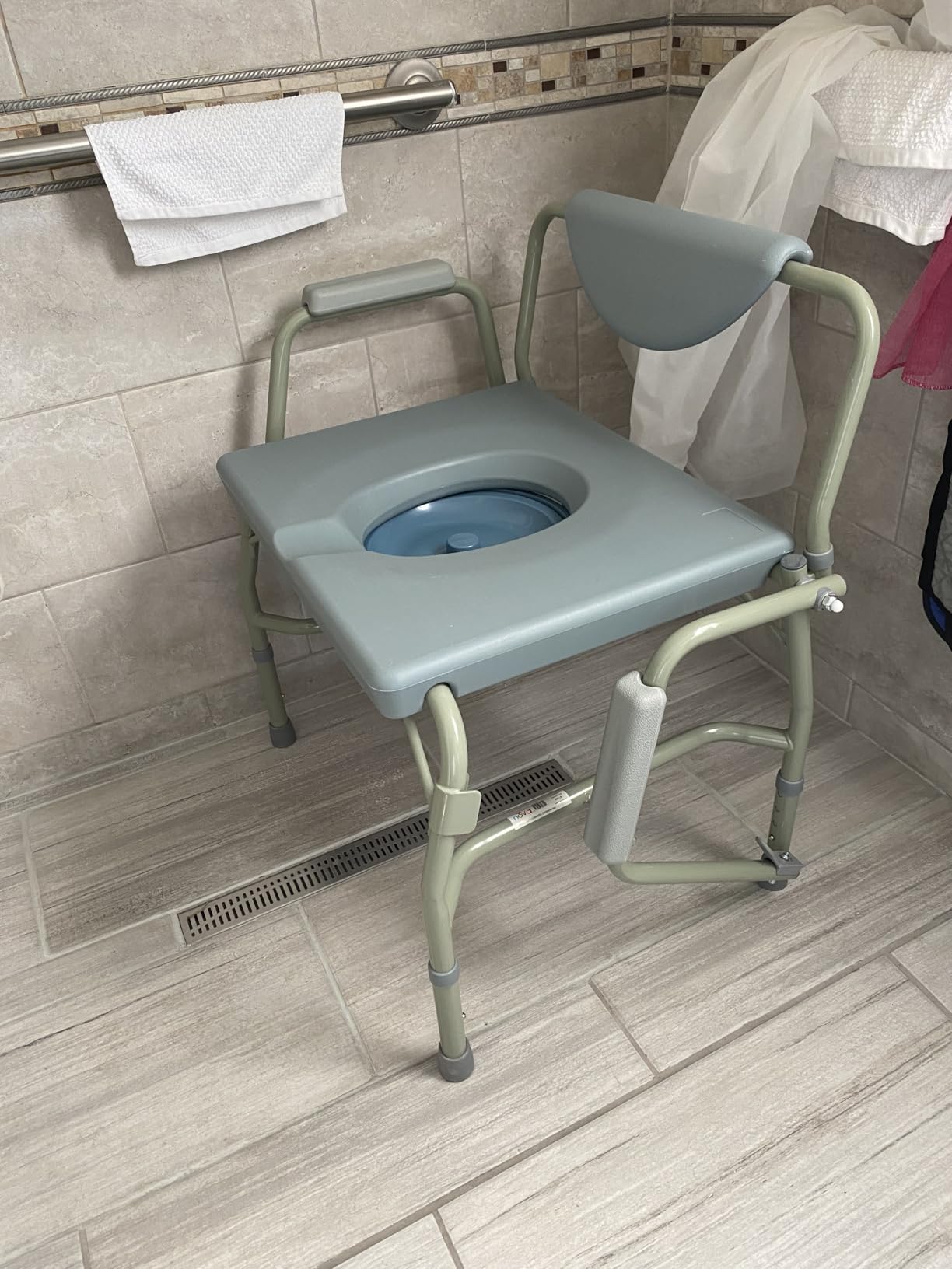 NOVA Medical 500 lb. Weight Capacity Heavy Duty Bedside Commode Chair with Drop-Arm (for Easy Transfer), Extra Wide Seat & Bariatric Commode Chair, Grey customer photo 2