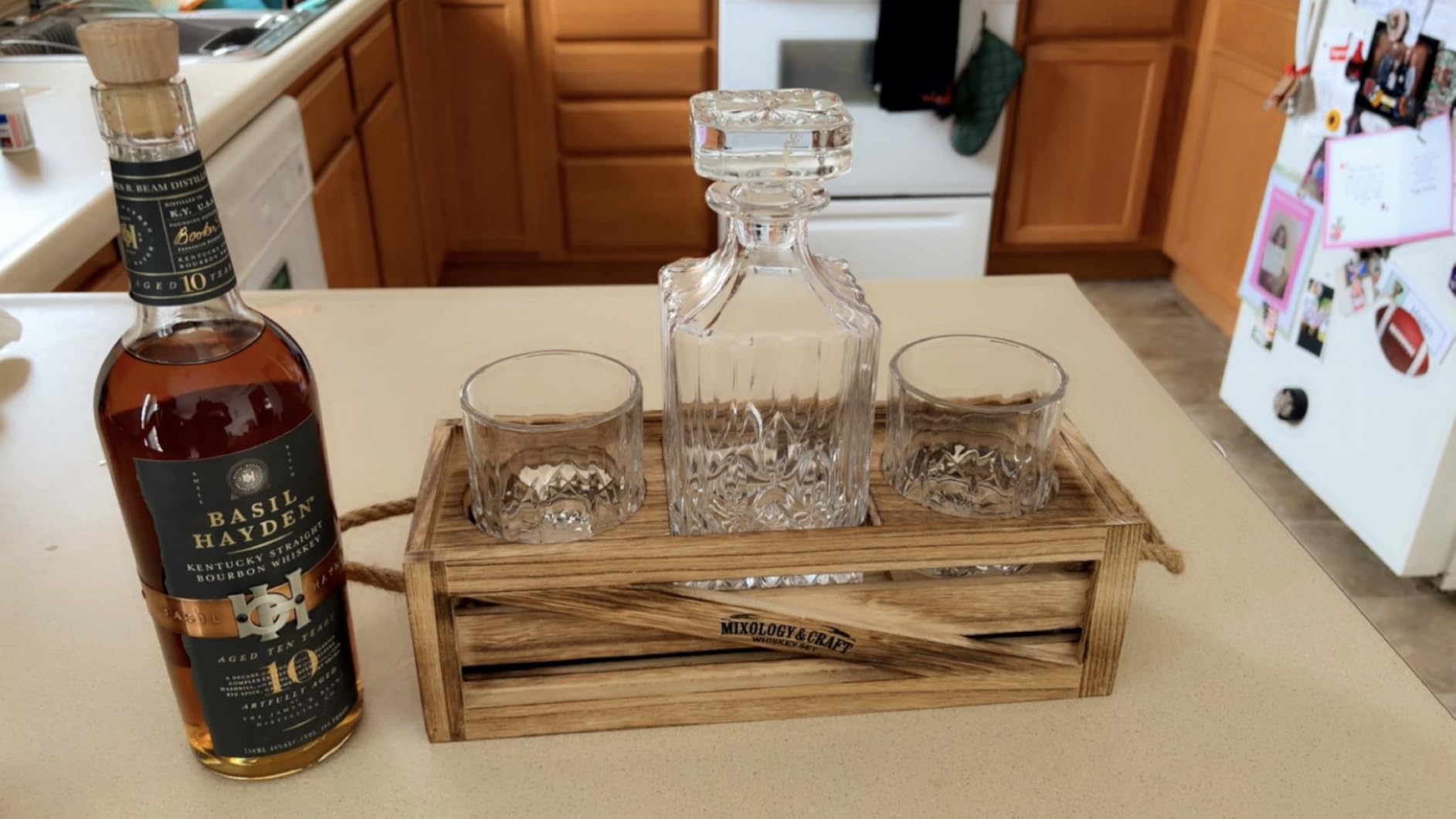Mixology & Craft Crystal Whiskey Decanter Set 24oz With Glasses & Chilling Stones – Features Stainless Steel Whiskey Balls, Slate Coasters, Metal Tongs & Recipe Cards – Ideal Gift for Fathers customer photo 1