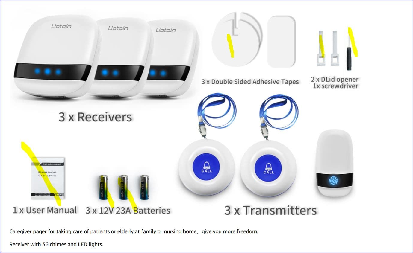 Caregiver Pager Wireless SOS Call Button Nurse Alarm System Home/Elderly/Patient/Disabled/School Call Bell 5 Transmitter 5 Plug-in Receiver (600+ft Operating Range)… customer photo 2