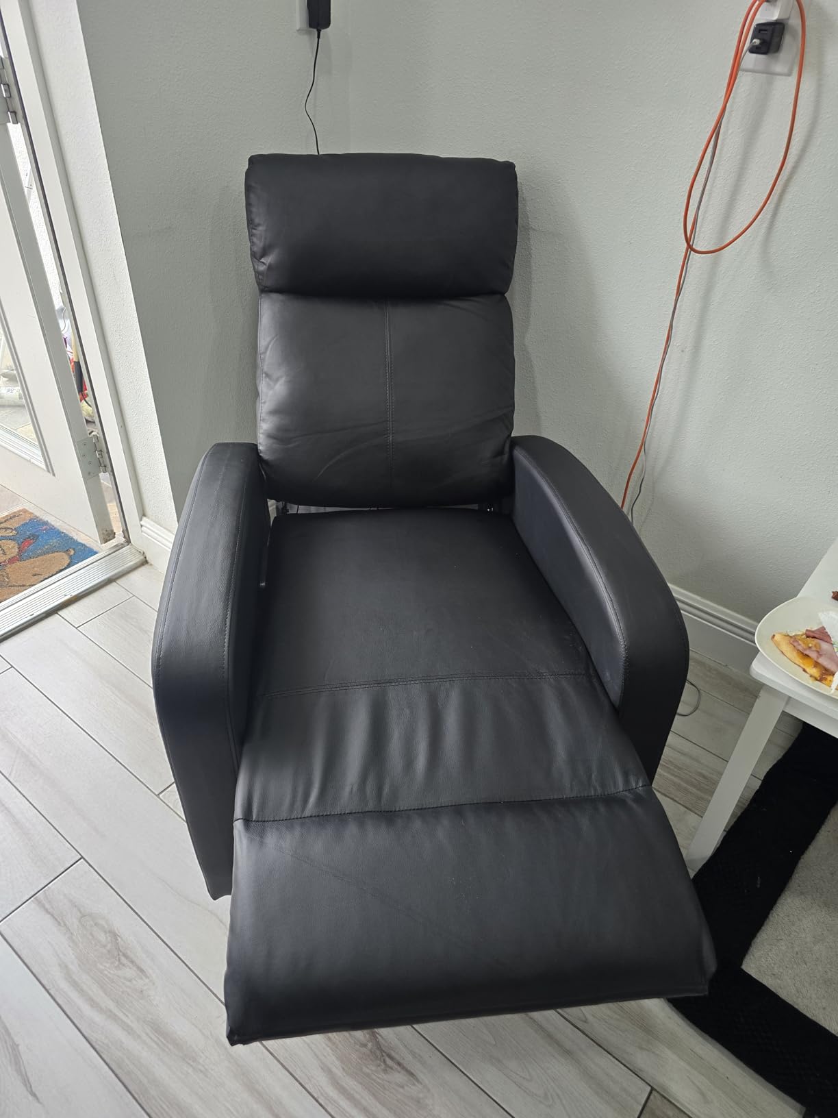 FDW | Recliner Chair | with 2 Point Massage Function | Black, PU Leather | Lounge Chair With Lumbar Support, Adjustable Push Back, Wide Armrests & Footrest | Easy Assembly | Living Room, Home Theatre customer photo 1