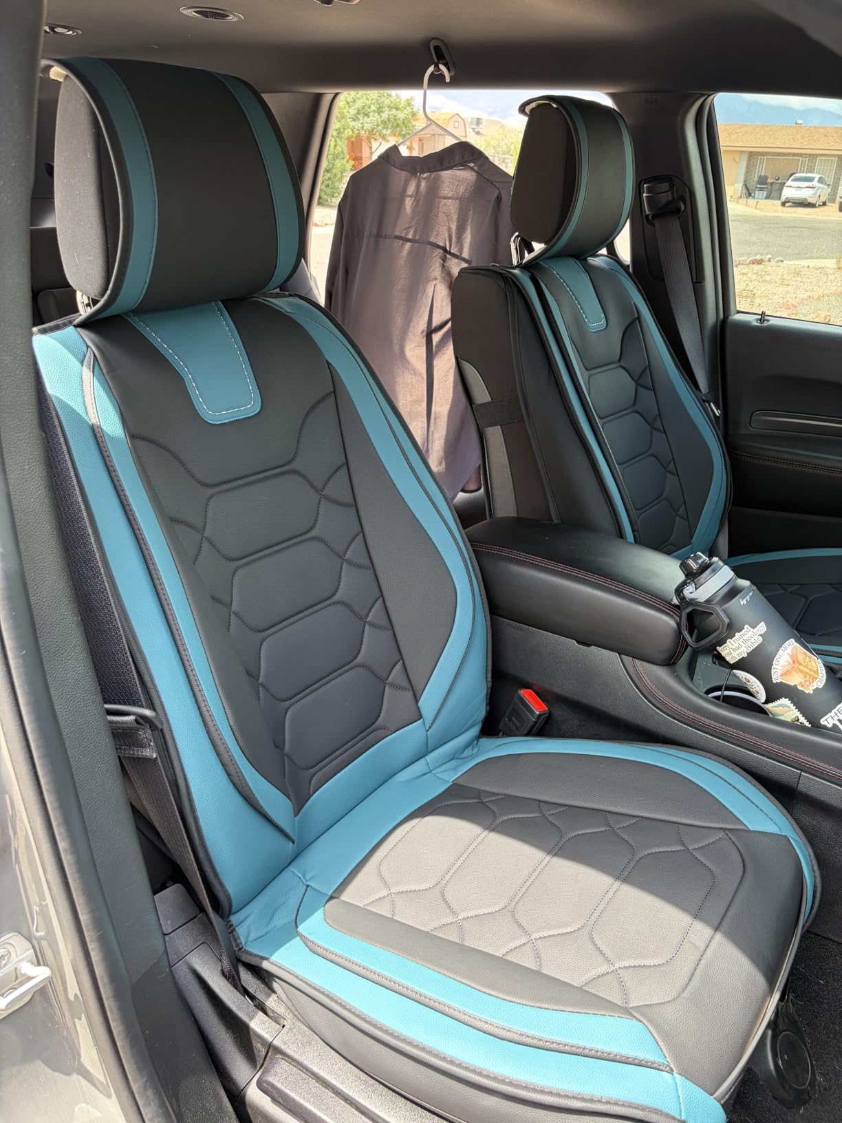 OASIS AUTO Car Seat Covers Full Set, Waterproof Faux Leather Seat Covers for Cars Universal Fit for SUV, Truck, Sedan, Black Premium Car Seat Protector with Front & Back Cushions customer photo 1