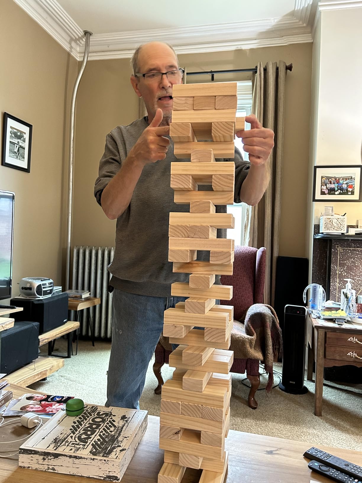 Aivalas Giant Tumble Tower 57 Blocks 4.2FT Indoor Outdoor Games for Family customer photo 1