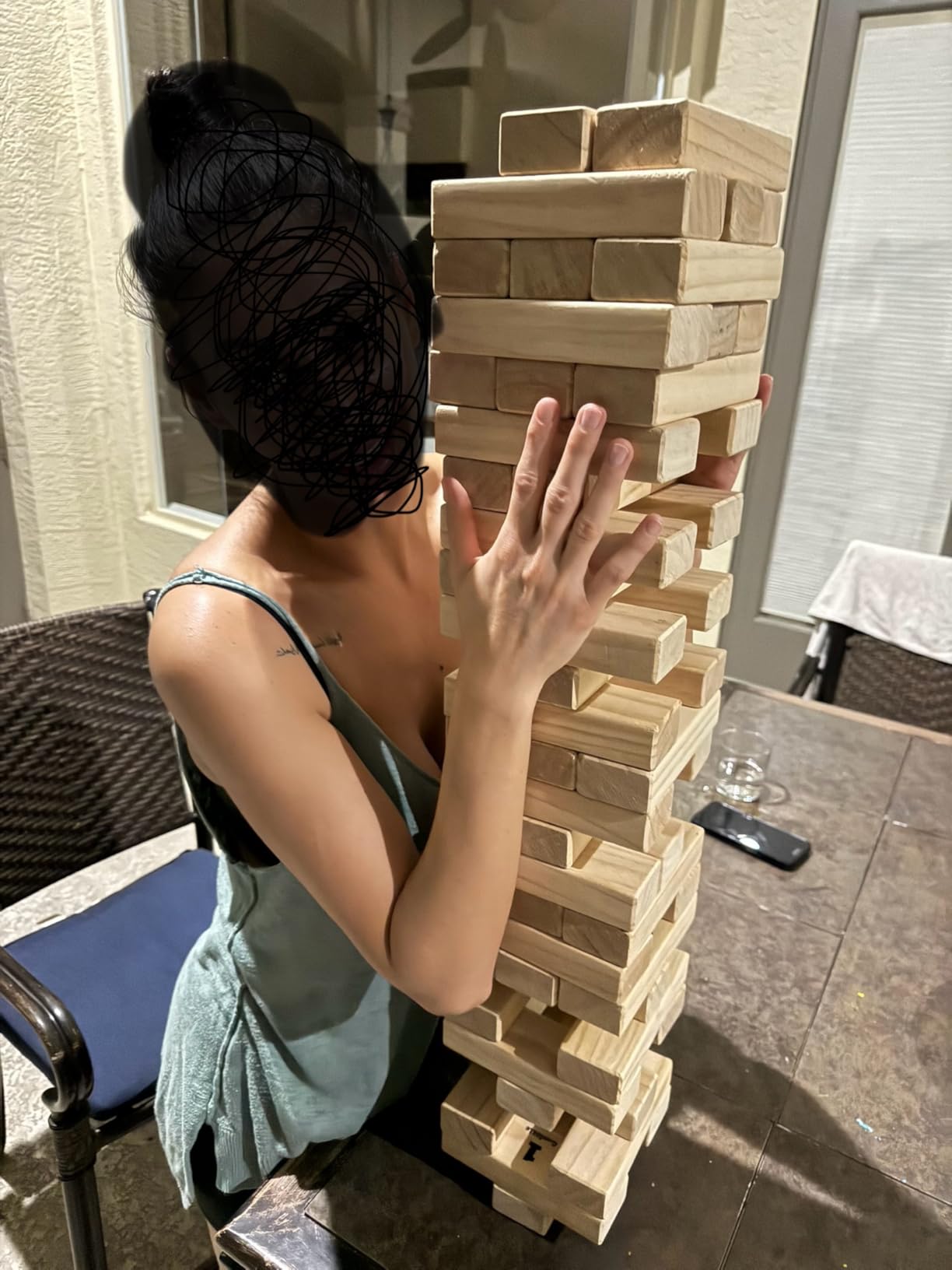 Outdoor Games Large Tumble Tower 54 Wood Blocks Stacking Game 4 FT Tall customer photo 2