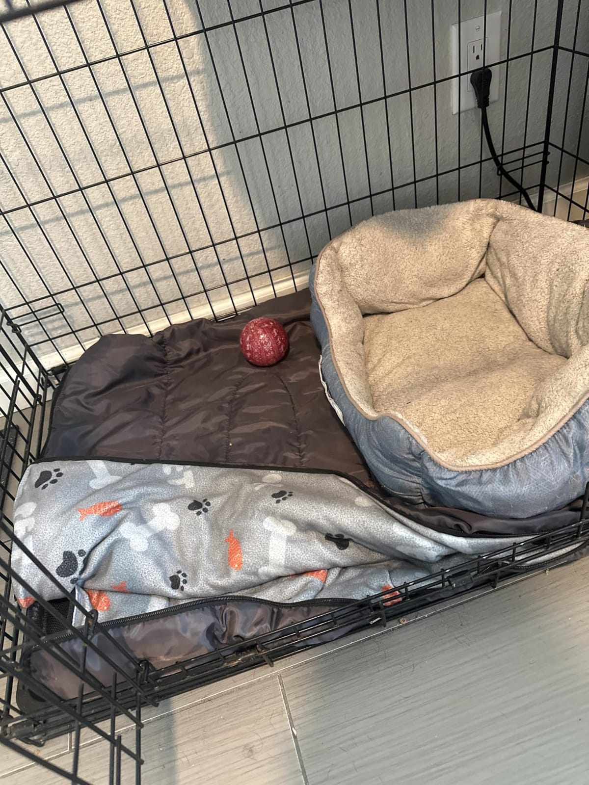 Waterproof Dog Sleeping Bag, Warm Insulated Packable Pet Bed Mat with Anti-Slip Bottom & Storage Bag, Tear-Resistant Portable Dog Bed for Indoor Car Travel Camping Hiking Backpacking (Bone,L) customer photo 2