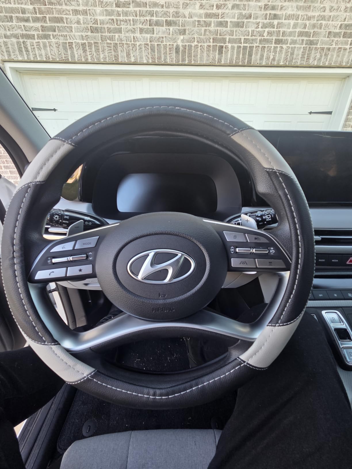 Leather Car Steering Wheel Cover, Universal Fit for Most Cars, Beige customer photo 1