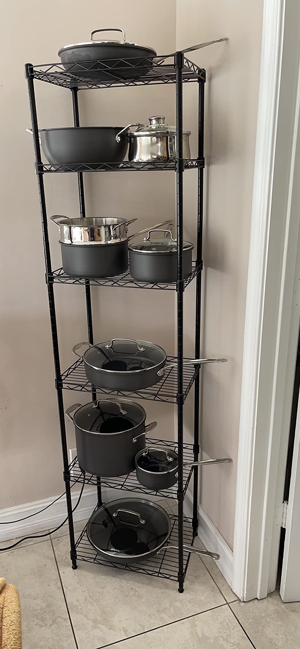 REGILLER 6 Wire Shelving Steel Storage Rack Adjustable Unit Shelves for Laundry Bathroom Kitchen Pantry Closet(Black,11.7