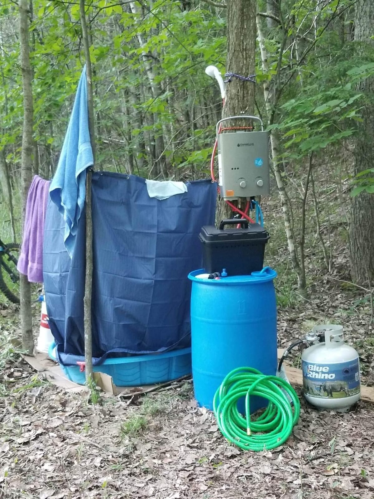 CAMPLUX 1.32 GPM Portable Outdoor Tankless Water Heater Propane Instant Hot Camping Shower Pump w/Freestanding Stand and Carry Bag, AY132GMax, Gray customer photo 1