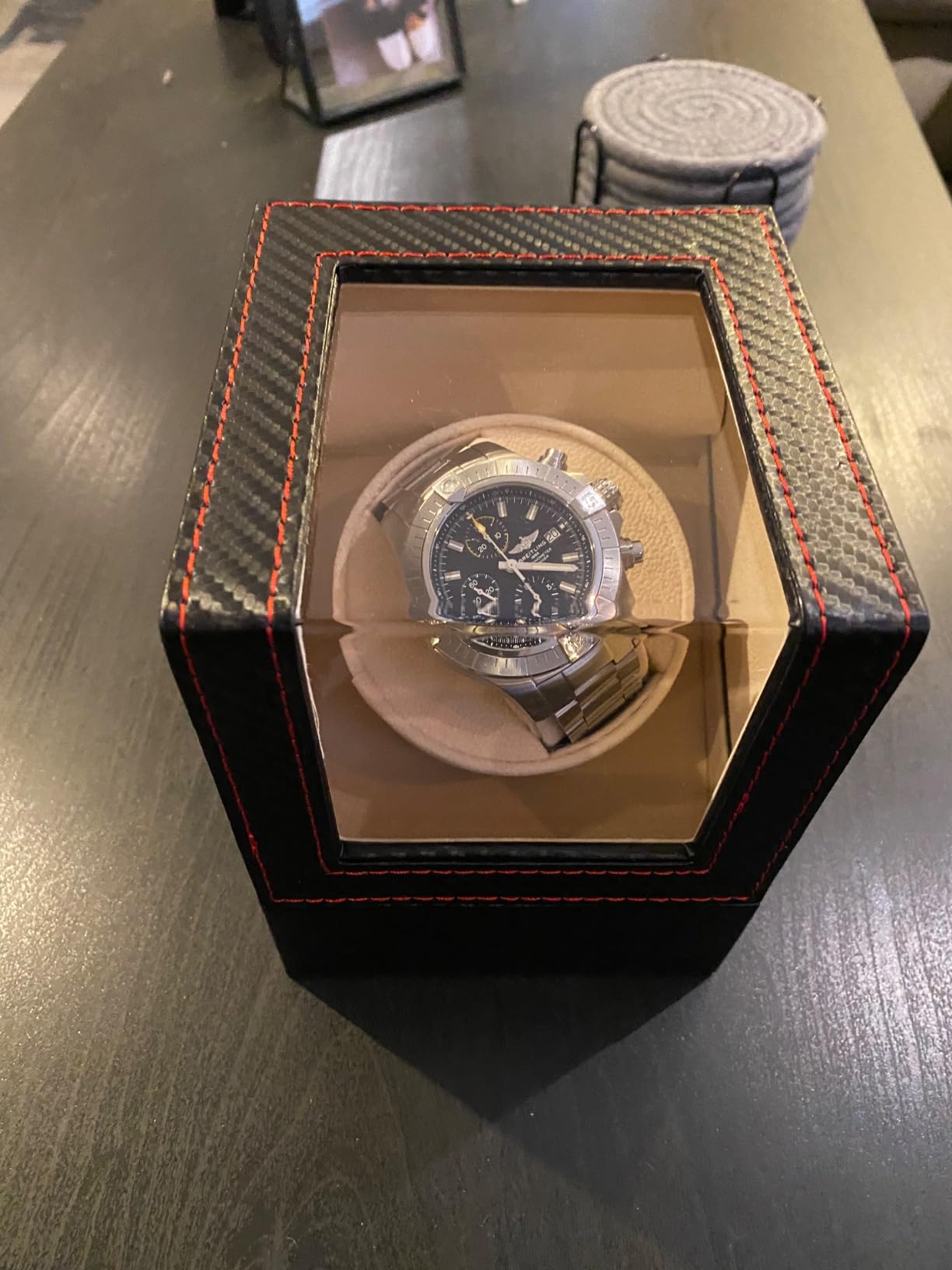 Automatic Single Watch Winder for Automatic Watches,Rotating Watch Case with Japanese Quiet Motor,AC Adapter or Battery Powered customer photo 2
