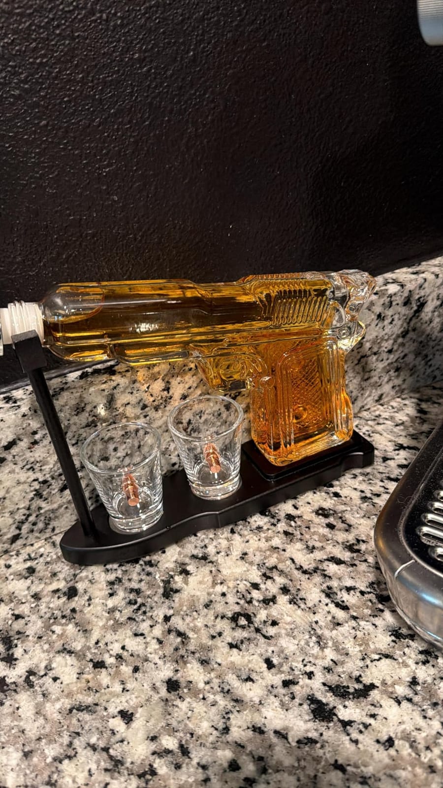Whiskey Gun Decanter Set + 2 Bullet Glasses - Birthday Pistol Gifts for Men, Boyfriends Who Have Everything, Whiskey Gifts for Dad, Father, Husband, Boyfriend & Military Enthusiasts, Liquor Dispenser | Pistol Whiskey Decanter, Includes 2 Bullet Glasses , Unique Bar Display, Collectible for Whiskey, Bourbon & Scotch Lover customer photo 1