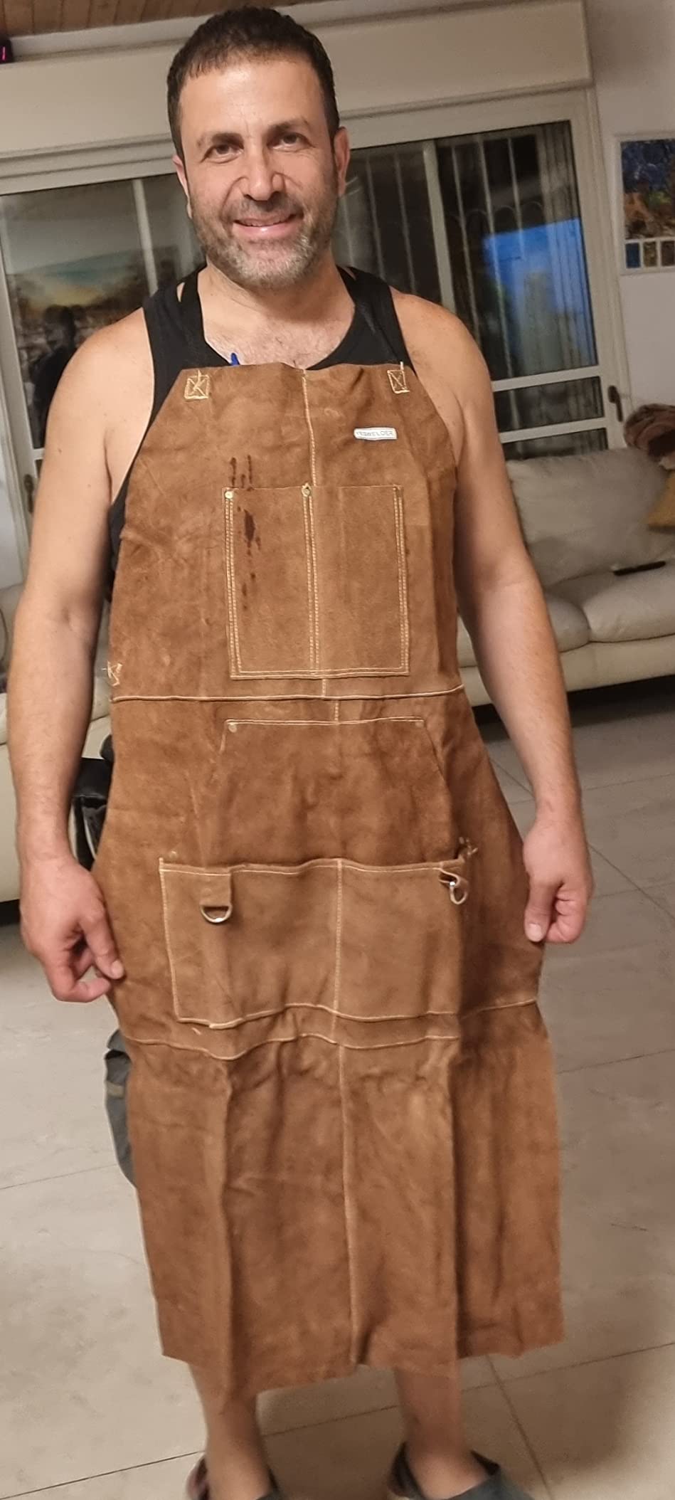YESWELDER Leather Welding Work Shop Apron for Welders Men Women Length 41