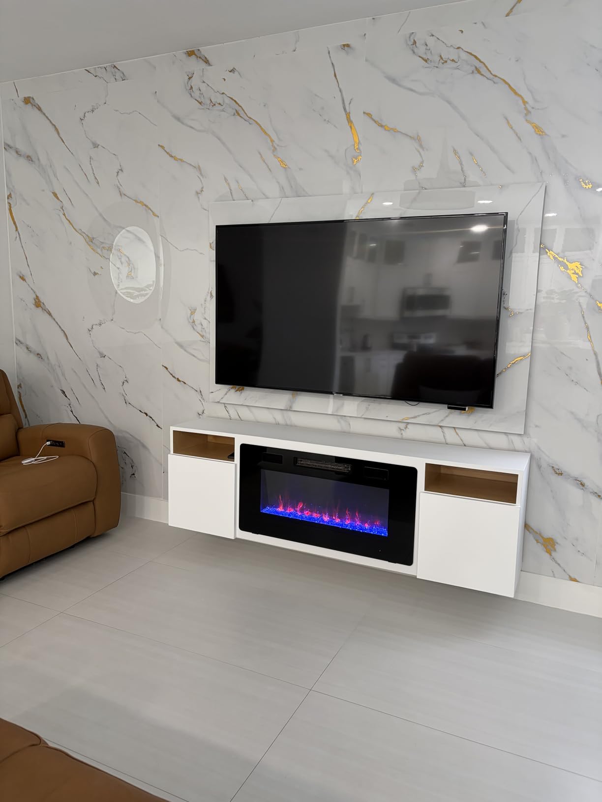 Electactic 36 Inch Electric Fireplace Insert Ultra-Thin - Recessed & Wall-Mounted Fireplace Heater with Thermostat, Adjustable Flame, Remote Control - Linear with Timer, Touch Screen, 750/1500W customer photo 1