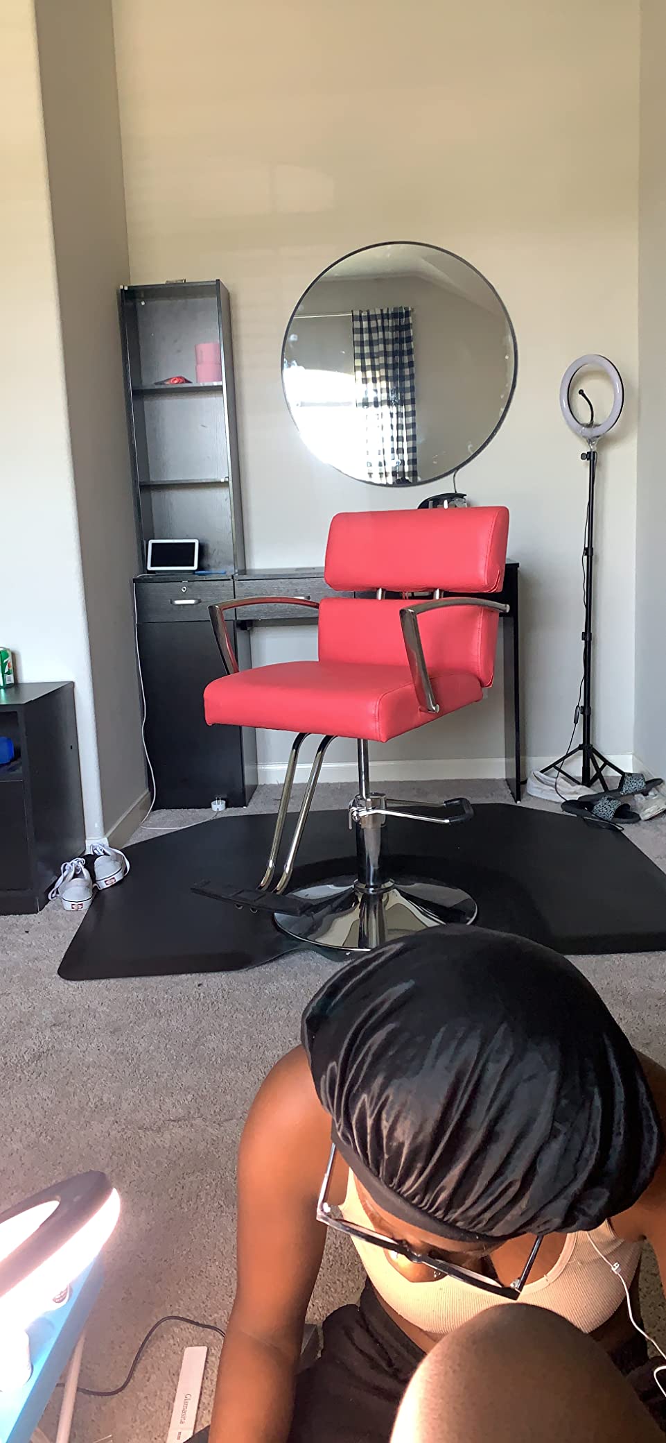 Paddie Barber Salon Station Wall Mount Hair Styling Salon Equipment Set Beauty Spa Furniture Set, Lockable Left Shelf, Mirror not Included(Black) customer photo 2