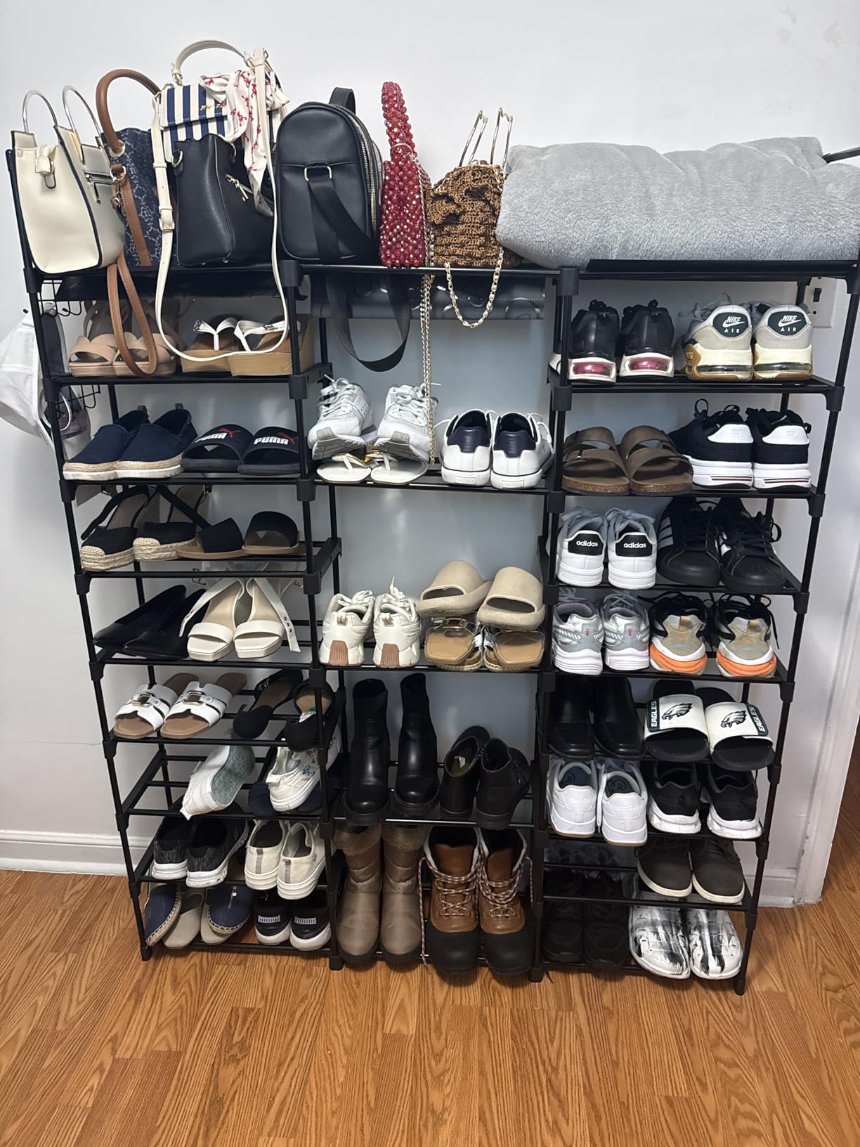 WOWLIVE 9 Tier 3-Column Shoe Rack, 50-55 Pairs Stackable Black customer photo 2
