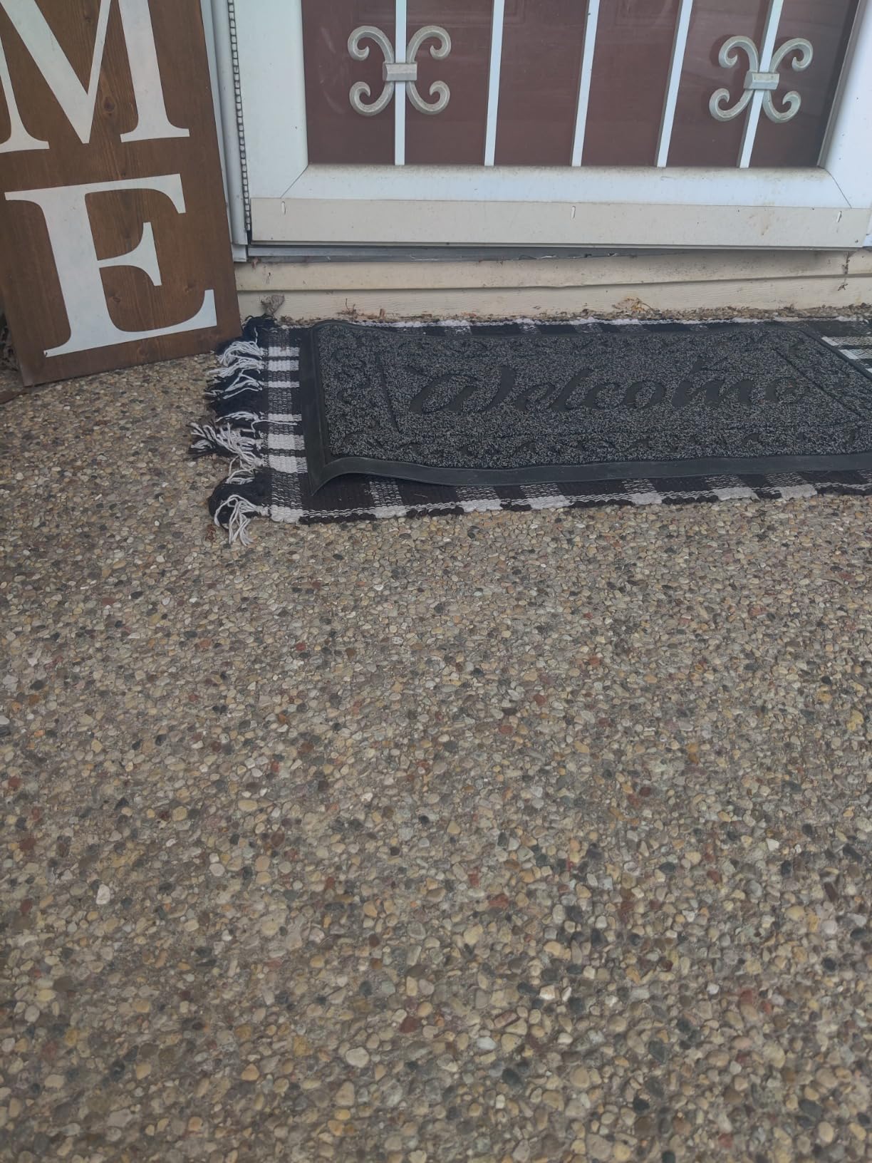 Yimobra Welcome Mat, Heavy Duty Sturdy Door Mats for Home Entrance Outdoor Indoor, Front Doormat for Outside Patio Floor Entry Porch Garage Office, Waterproof, Low Profile, 29.5x17, Black Grey customer photo 1