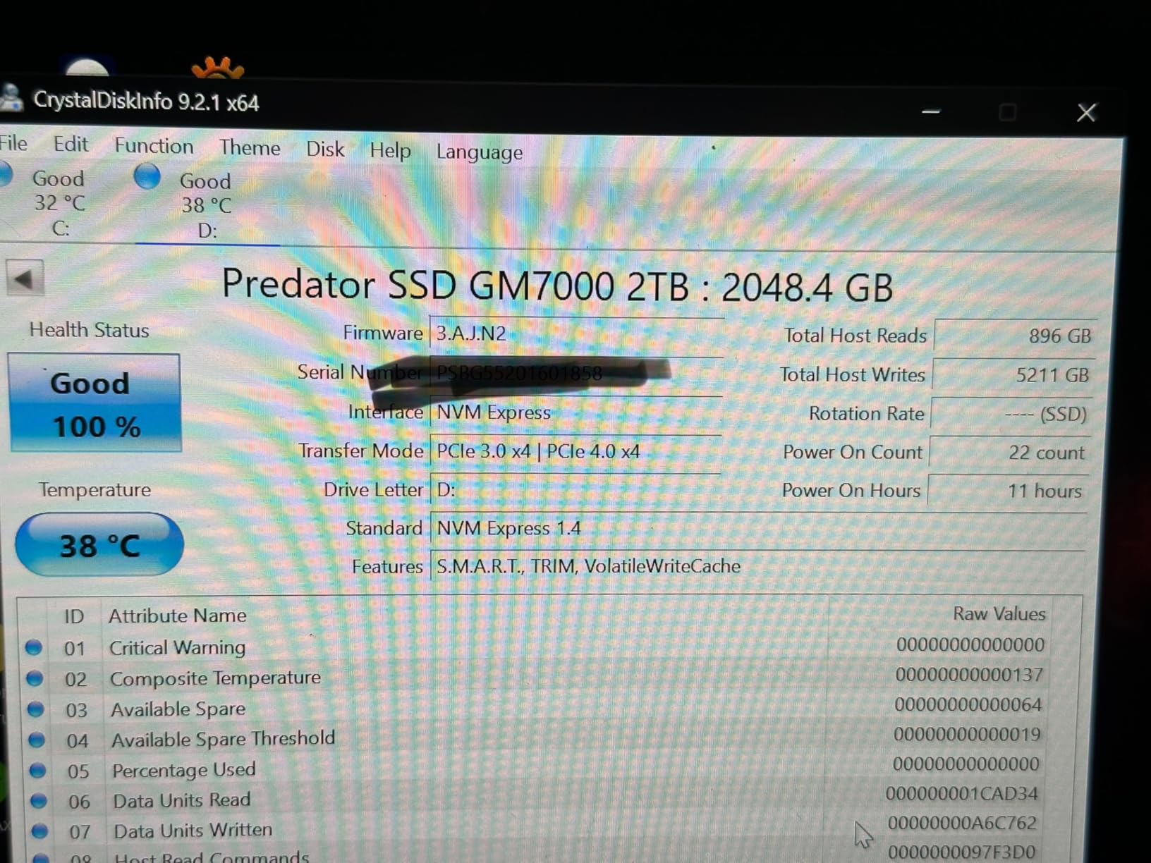 Predator M.2 SSD 2TB GM7000 with DRAM cache NVMe 1.4 2280 PCIe Gen4×4 Ultra high speed (maximum read: 7400MB/s, max write: 6700MB/s) 3D NAND TLC Internal SSD Compatible with PS5 Pro - BL.9BWWR.106 customer photo 2