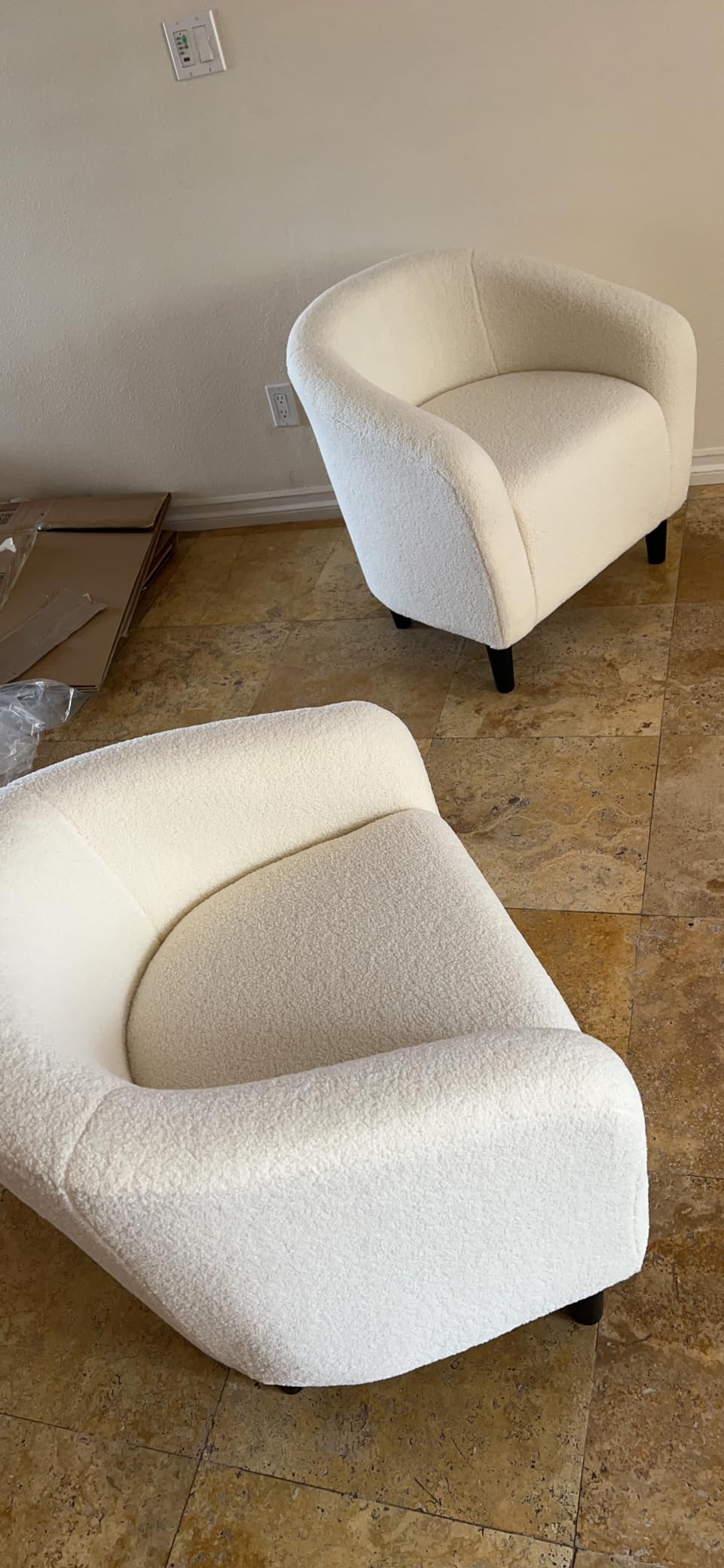 Yaheetech Compact Sherpa Accent Chairs Set of 2 for Small Spaces, Ivory customer photo 1
