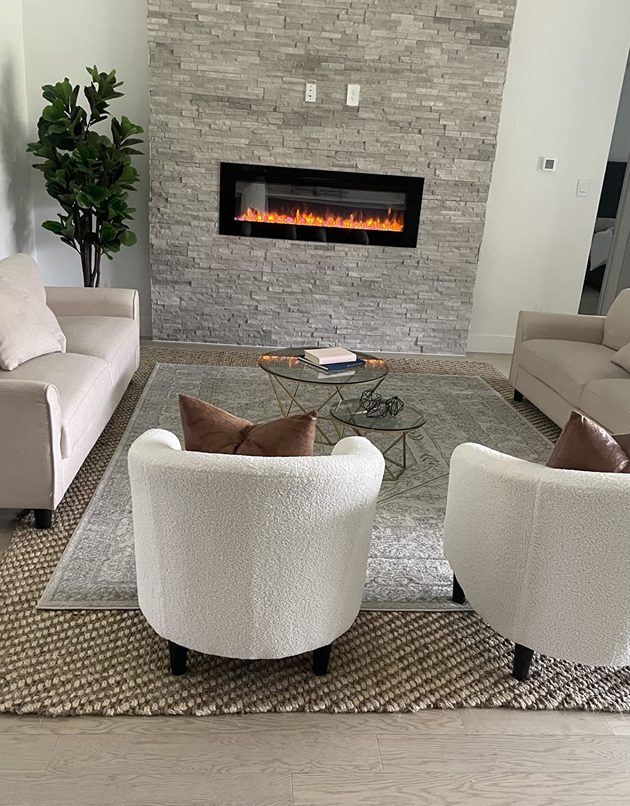 Yaheetech Compact Sherpa Accent Chairs Set of 2 for Small Spaces, Ivory customer photo 2