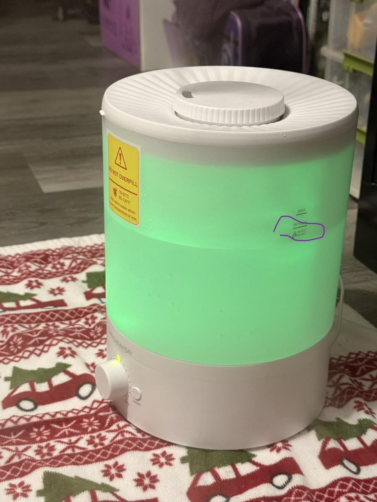MegaWise Healthy Top-Refill Cool Mist Humidifiers for Bedroom, 24dB Ultrasonic Air Vaporizer with Water Filter for Baby [PP Material], Colorful Night Light,1 Gal Essential Oil Diffuser, Auto Shut Off customer photo 2