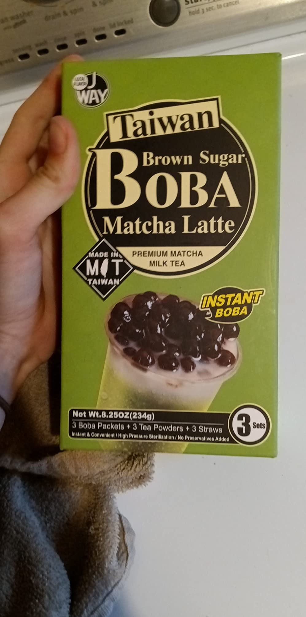 JWAY Instant Matcha Milk Boba Tea Kit with Authentic Brown Sugar Tapioca Boba Pearls, Bubble Milk Tea Boba Set, Ready in Under 1 Minute, Paper Straws Included, 3 Servings customer photo 1