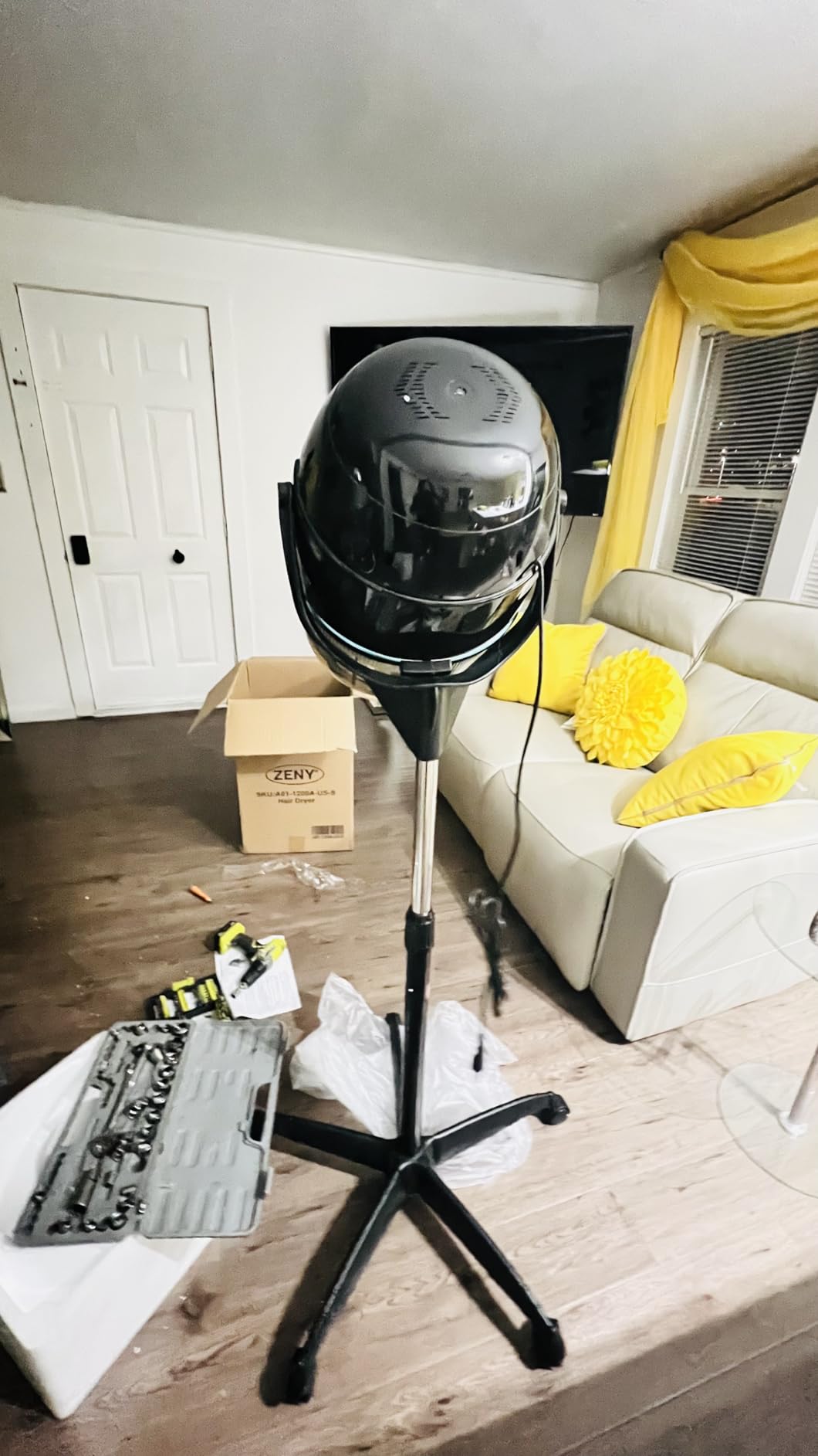 JupiterForce Professional Hooded Floor Hair Dryer 1300W Adjustable Stand Up Bonnet Hair Dryer with Rolling Wheels for Home Salon Spa Beauty Equipment customer photo 1