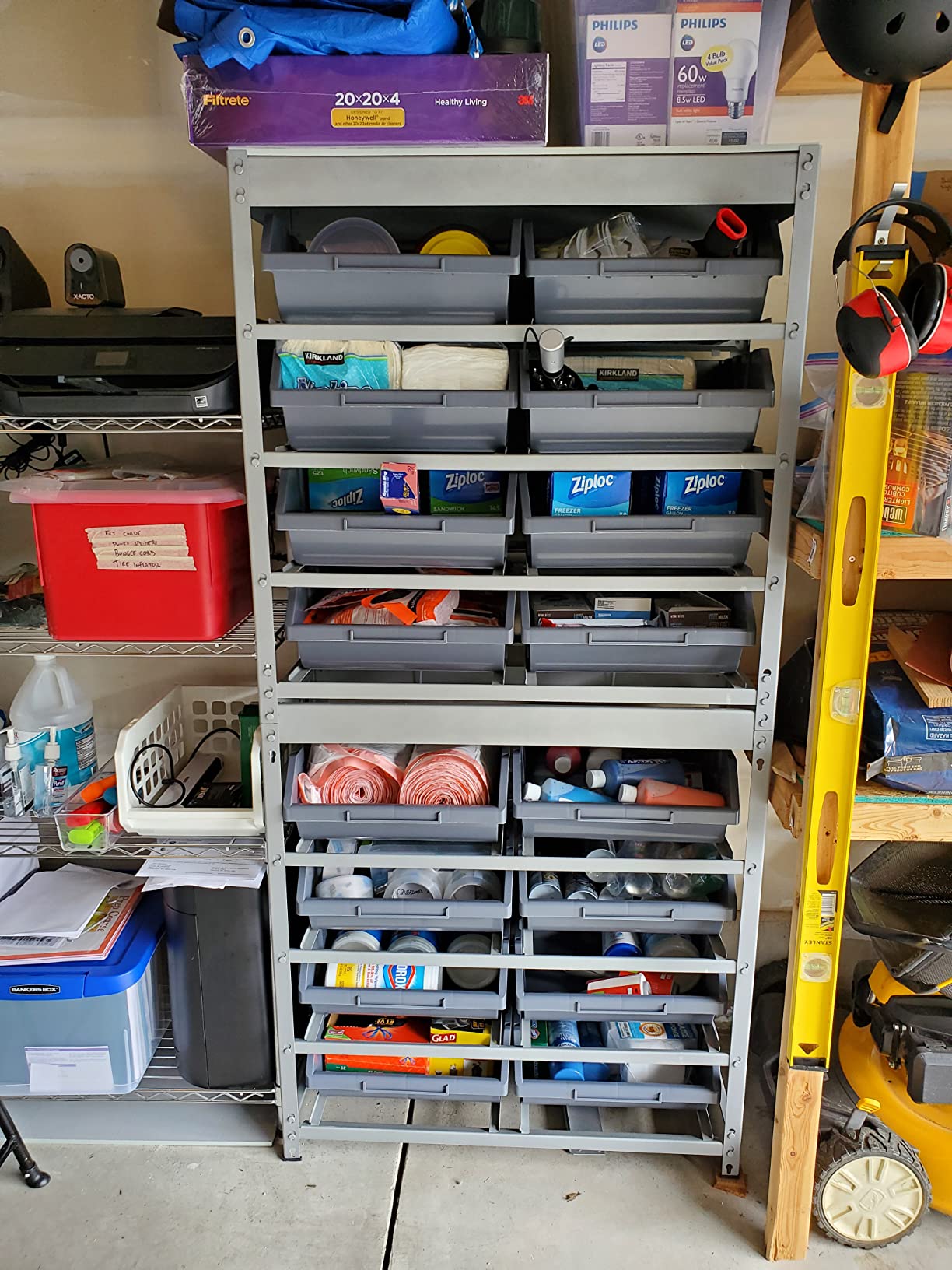 King's Rack Bin Rack Boltless Steel Storage System Organizer with Plastic Bins (4 Tier - 8 Bin) customer photo 2