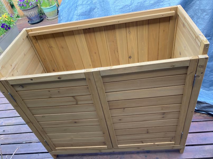 GDLF Outdoor Storage Cabinet with Work Bench, Garden Potting Table, Gray customer photo 1