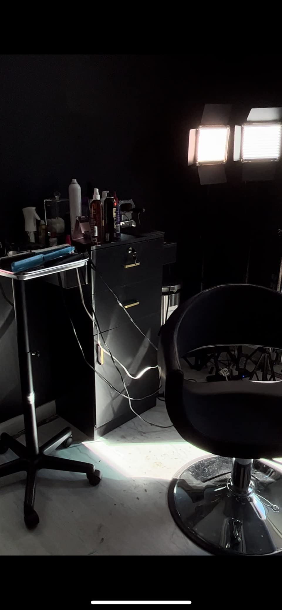 OmySalon Salon Stations for Hair Stylist, Beauty Salon Storage Cabinet, Hair Styling Equipement Set with a Large Storage Cabinet, 2 Drawers and 6 Hair Dryer Holders, Black customer photo 2