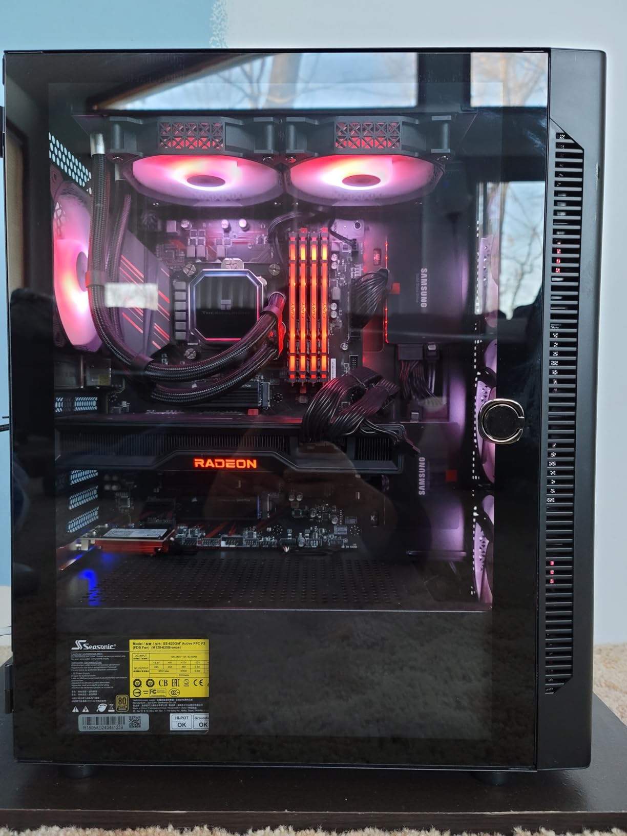 MUSETEX ATX PC Case Pre-Install 6 PWM ARGB Fans, Polygonal Mesh Computer Gaming Case, Opening Tempered Glass Side Panel Mid-Tower Case, USB 3.0 x 2, Black, NN8 customer photo 1