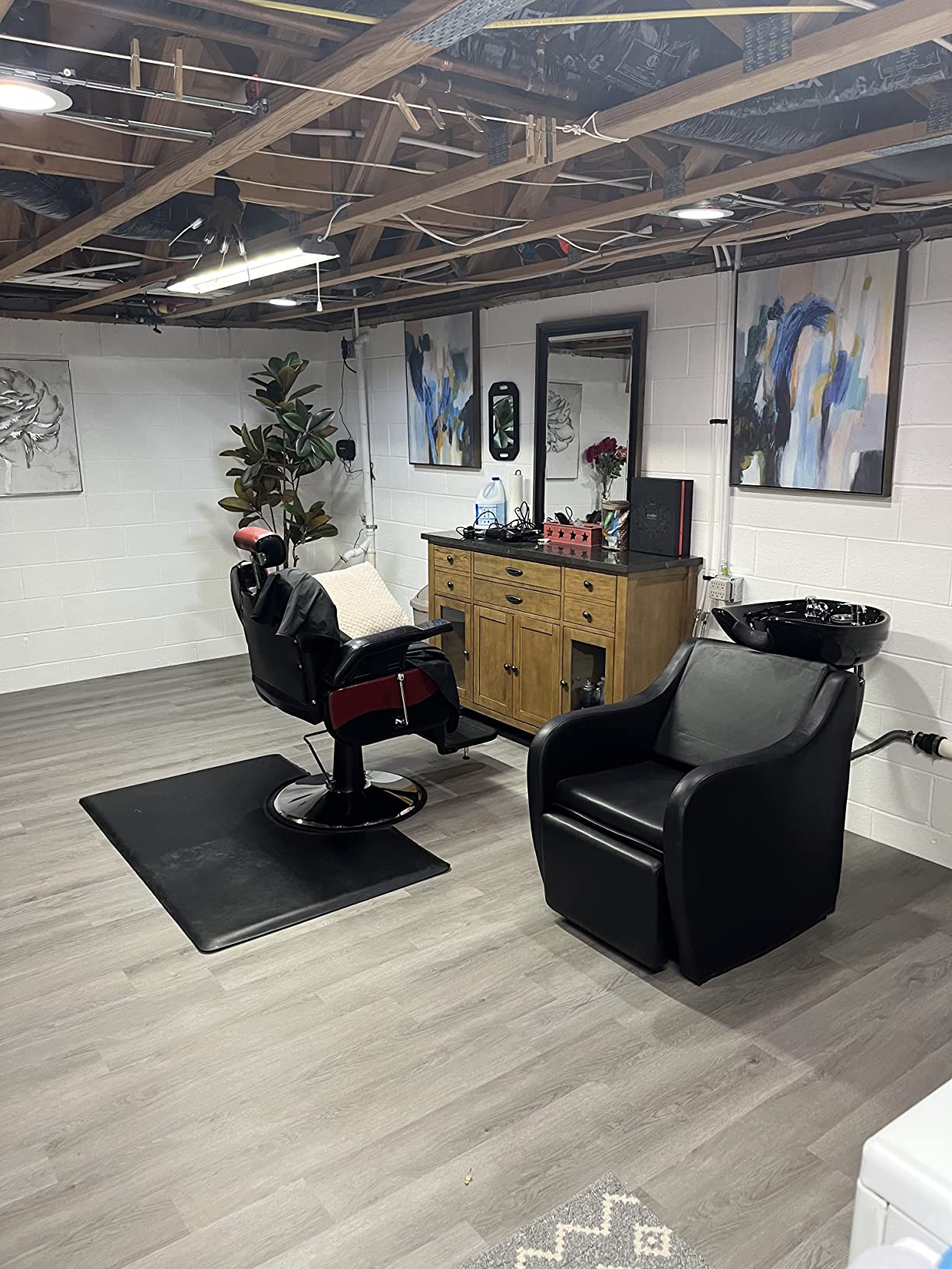 OmySalon Backwash Shampoo Unit for Salon, Hair Washing Station with Ceramic Bowl Adjustable Footrest, Chair Sink Barber Shop Beauty Equipment customer photo 1