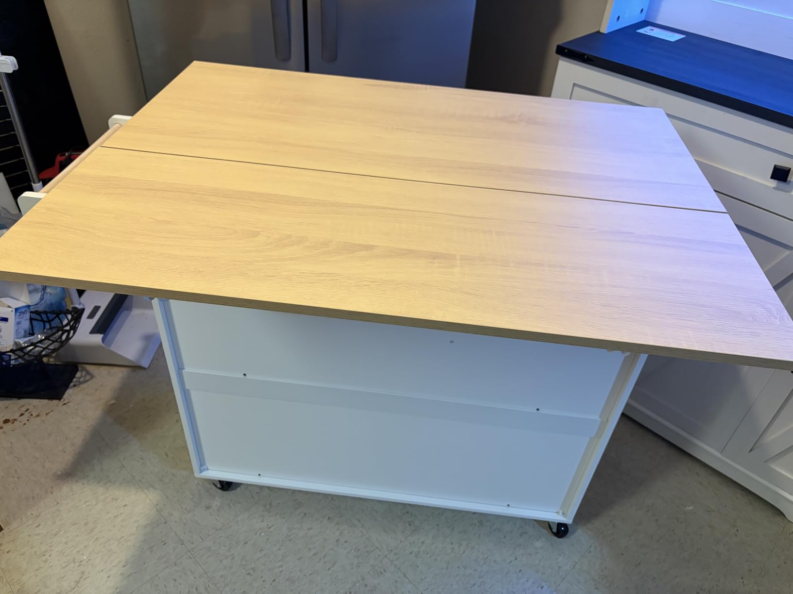 IRONCK Kitchen Island Table on Wheels with Drop Leaf, 47.25