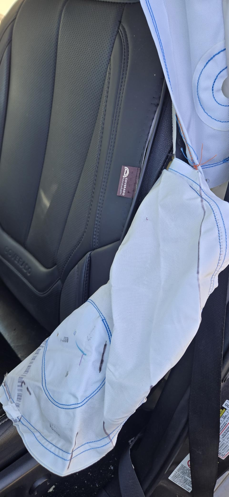 Coverado Car Seat Covers 5 Pieces, Full Set Universal Seat Covers for Cars, Waterproof Nappa Leather Auto Seat Protectors with Head Pillow, Car Interiors Fit for Most Sedans SUV Pick-up Truck, Black customer photo 2