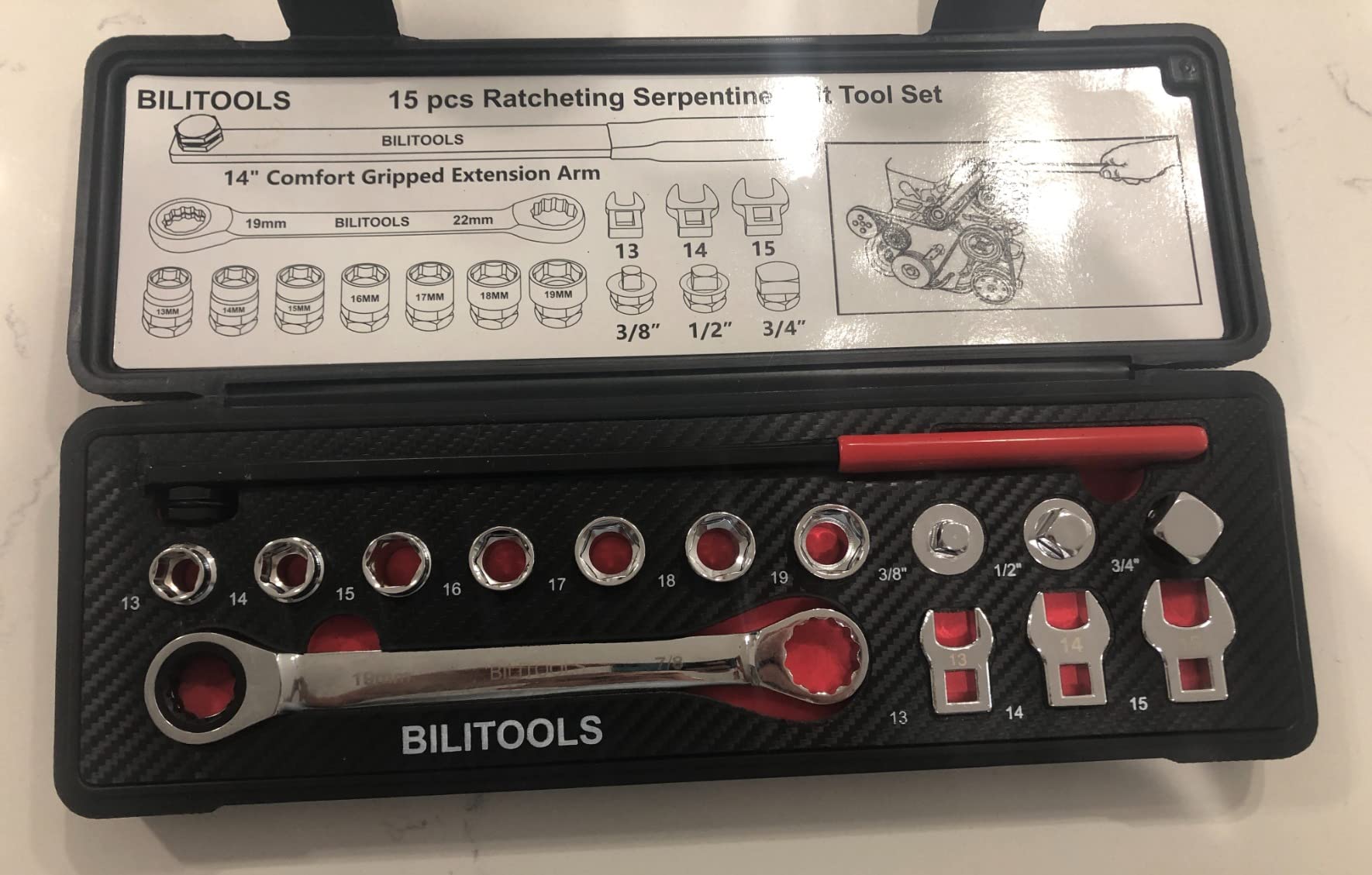 BILITOOLS 15-Piece Universal Ratcheting Serpentine Belt Tool Set customer photo 2