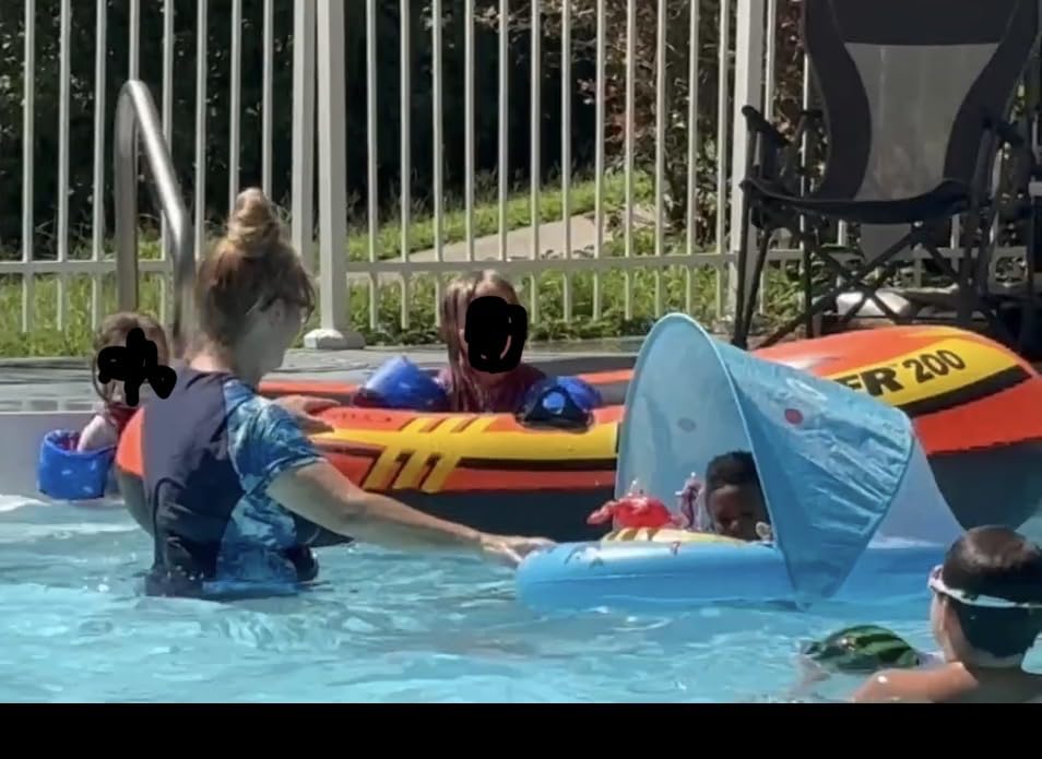 LAYCOL Baby Pool Float with Canopy UPF50+, 120°Adjustable Sun Protection and Anti-Tip Safety Seat, Inflatable Toddler Floaties Infant Pool Float with Animal Pool Toys, Baby Beach Essentials for 6-36M customer photo 1