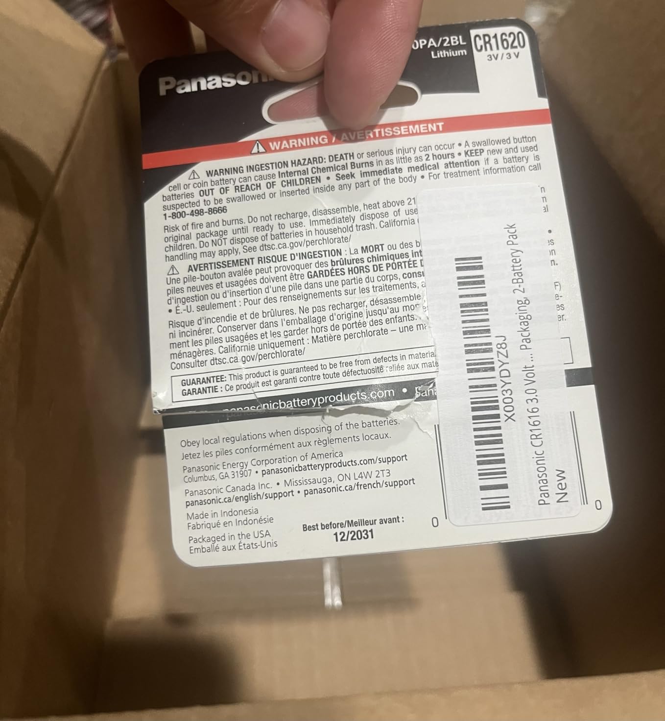 Panasonic CR1616 3.0 Volt Long Lasting Lithium Coin Cell Batteries in Child Resistant, Standards Based Packaging, 2-Battery Pack customer photo 2
