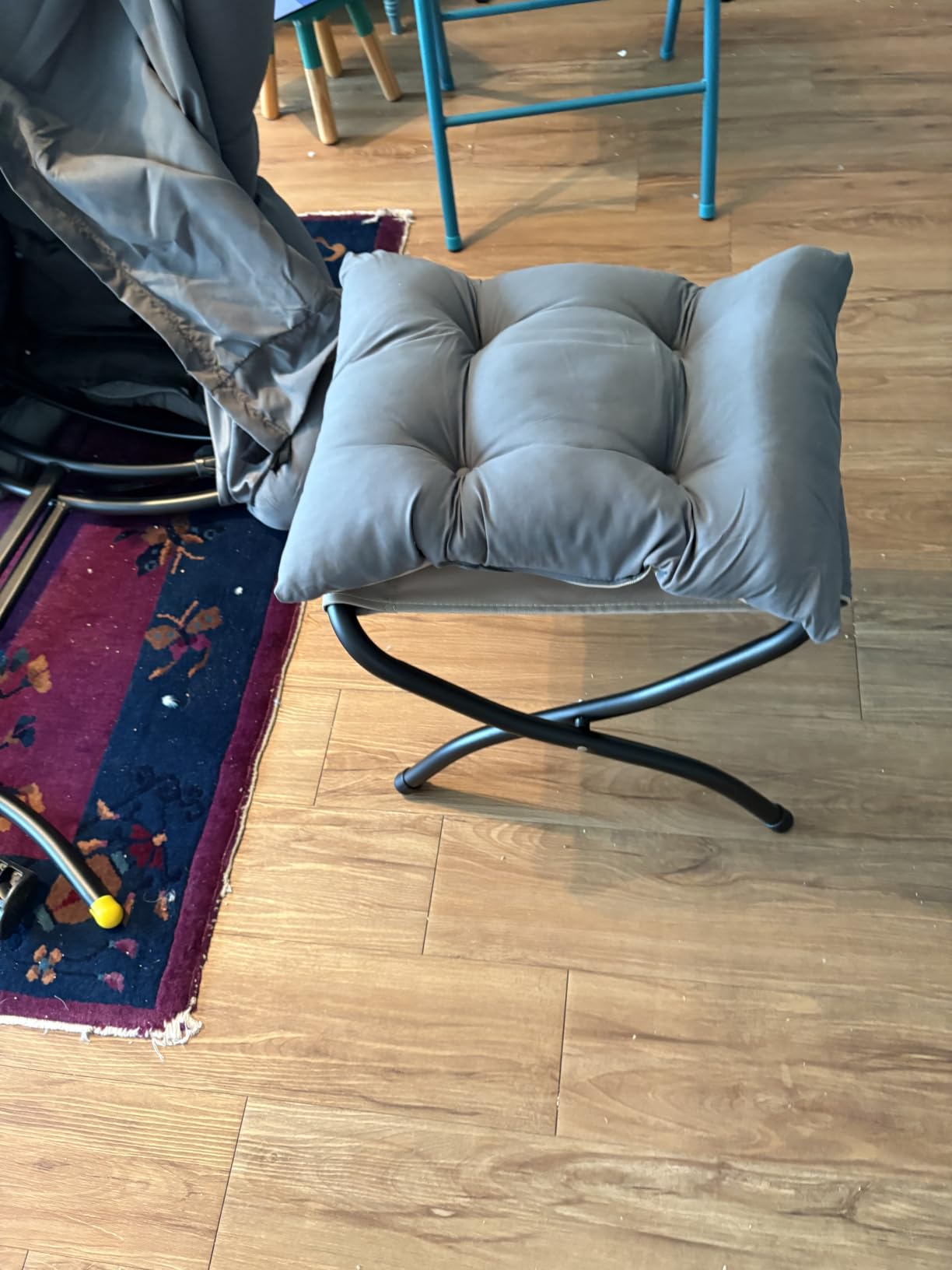 Welnow Lazy Chair with Ottoman, Reading Chair with Footrest,Dark Grey customer photo 2
