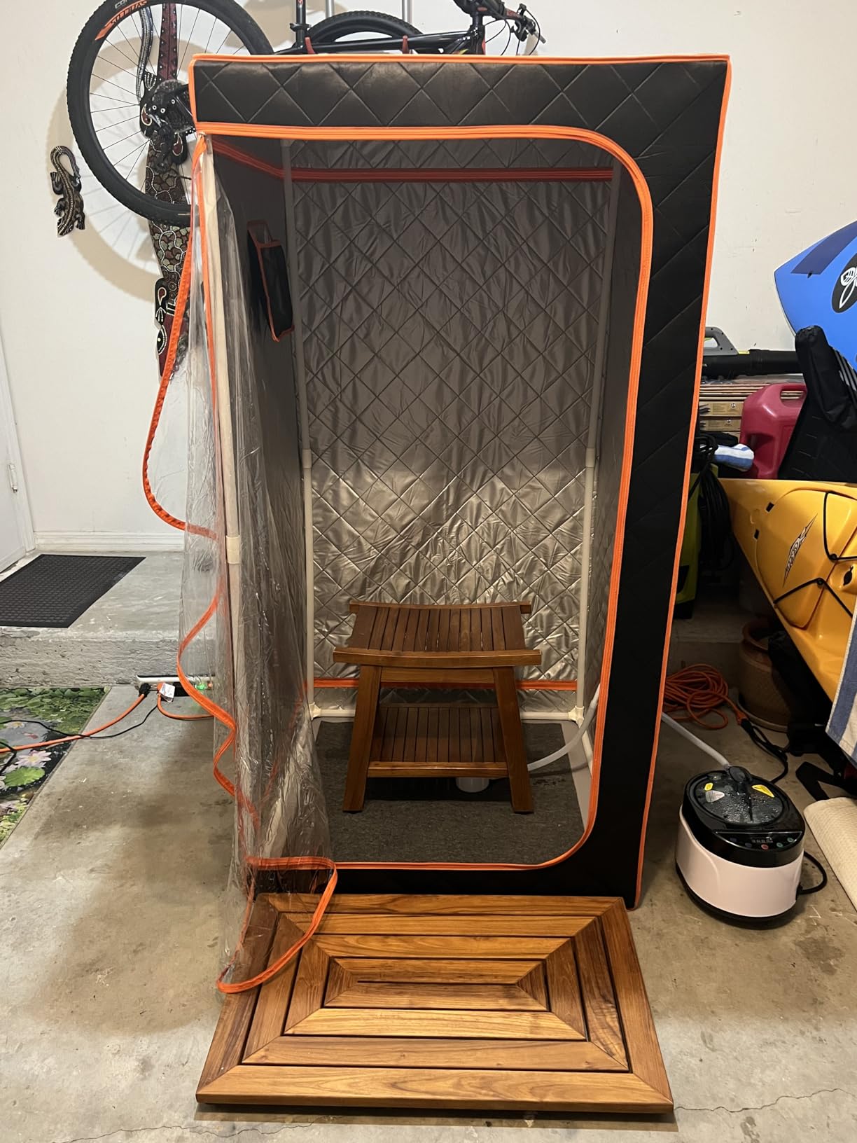ZONEMEL Full Size Portable Steam Sauna Kit, Personal Full Body Home Spa for Detox, Relaxation, 4 Liters 1500 Watt Steamer, Remote Control, Timer, Foldable Chair (L31.5 x W31.5 x H55.1, 3 Windows) customer photo 1