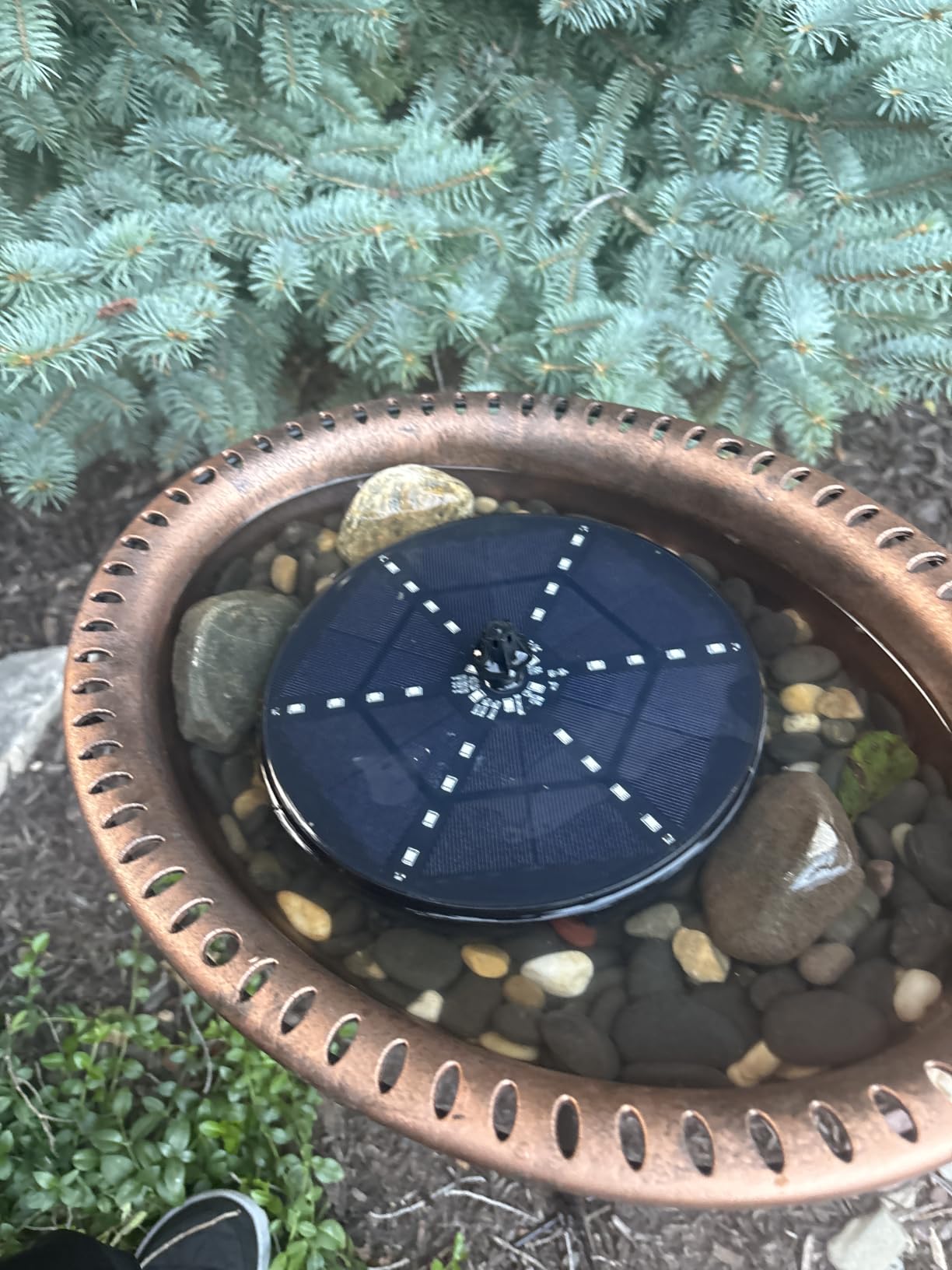 Solar Bird Bath Fountains Upgraded, 4W Solar Powered Water Fountain Pump with 4000 Battery, 7 Nozzles & 4 Fixers, Colorful LED Lights for Garden, Pond, Swimming Pool, Fish Tank, and Outdoor customer photo 2