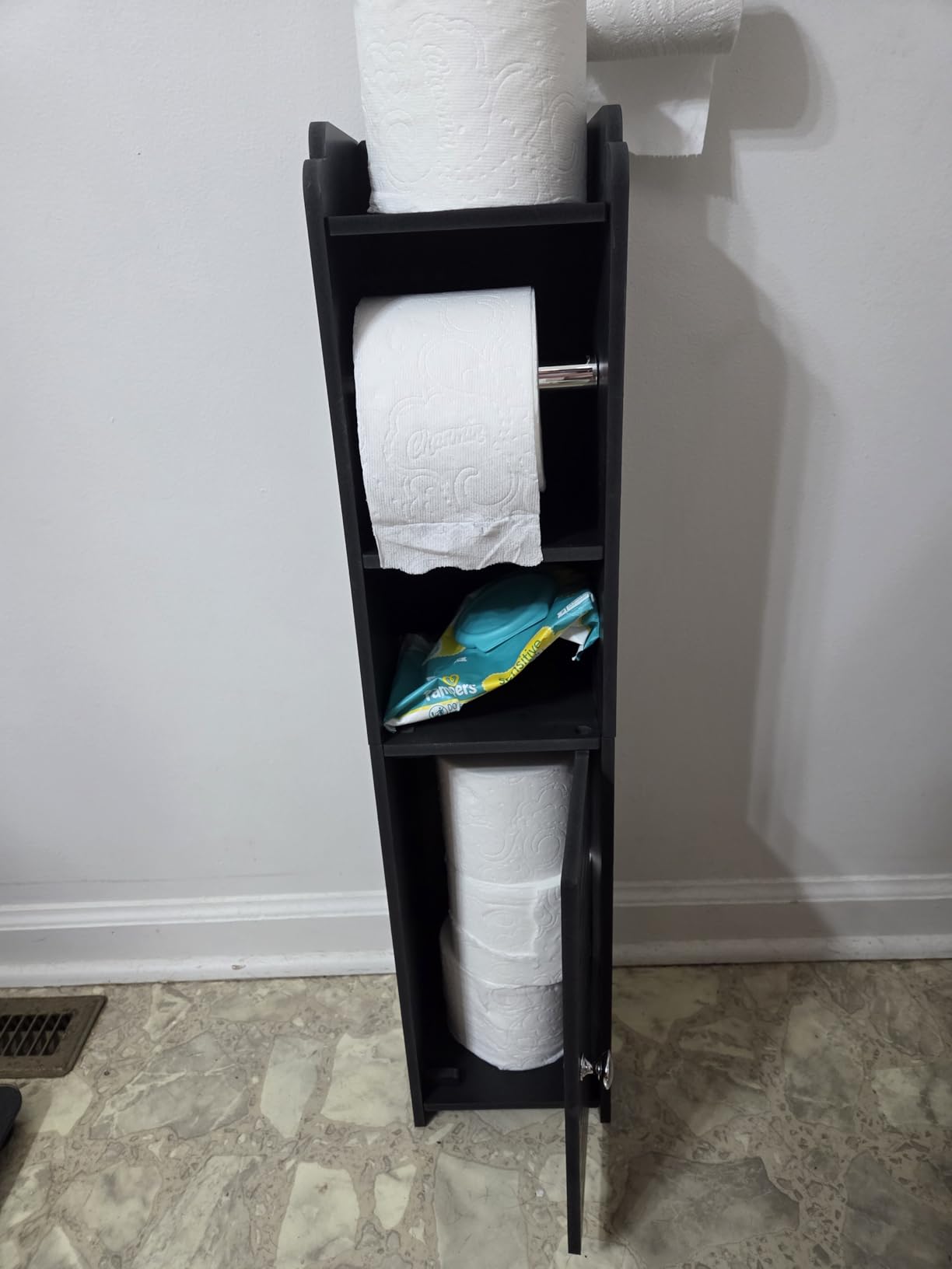 AOJEZOR Toilet Paper Holder Stand: Small Space Bathroom Storage for Renters customer photo 1