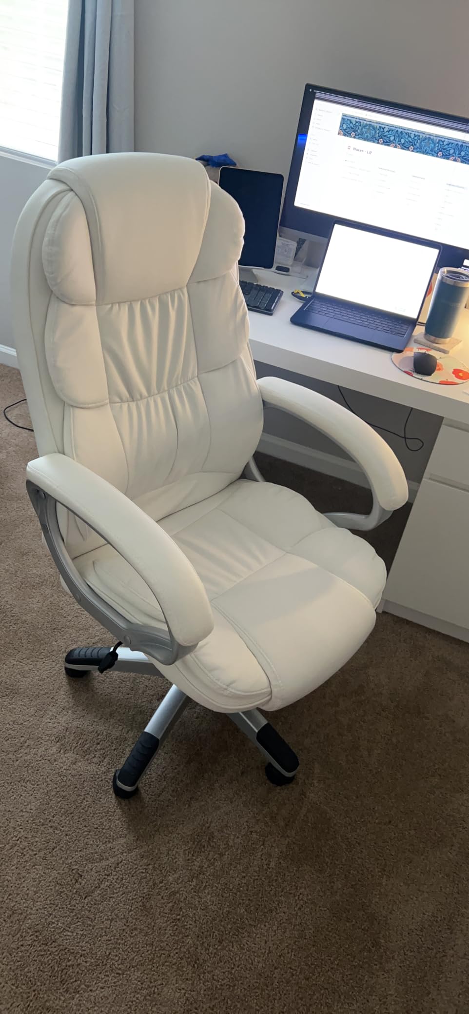 Homall Office Chair High Back Computer Desk Chair, PU Leather Adjustable Height Modern Executive Swivel Task Chair with Padded Armrests and Lumbar Support (Black) customer photo 1