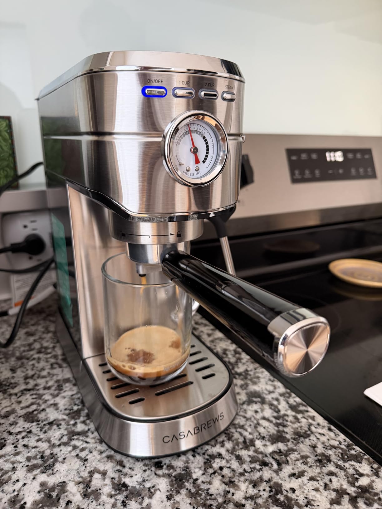 CASABREWS CM5418 Compact Espresso Machine with Milk Frothing Steam Wand | Stainless Steel, 20-Bar Pump, Built-in Pressure Gauge, Powerful Steam Wand for Cappuccino Latte for Home, 34oz Water Tank customer photo 1