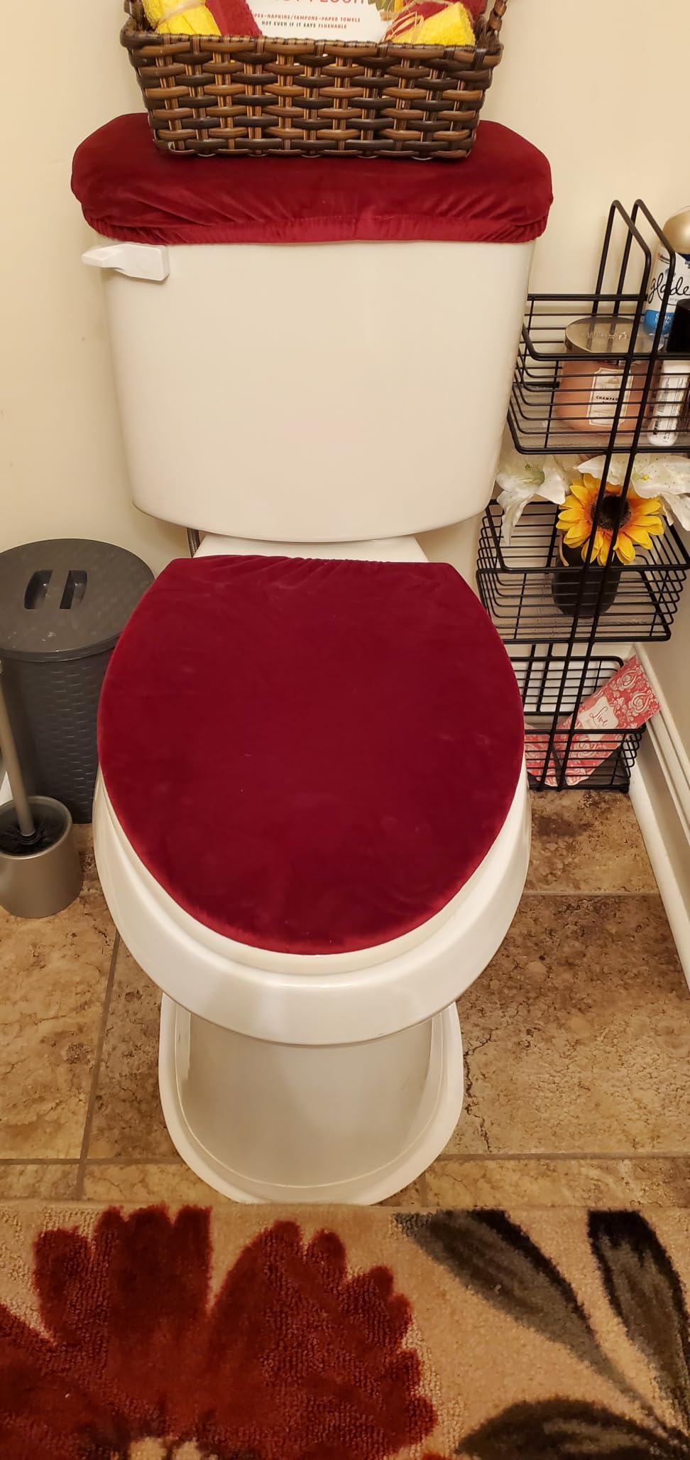 Stretch Velvet Toilet Lid Cover and Toilet Tank Lid Cover Set customer photo 1