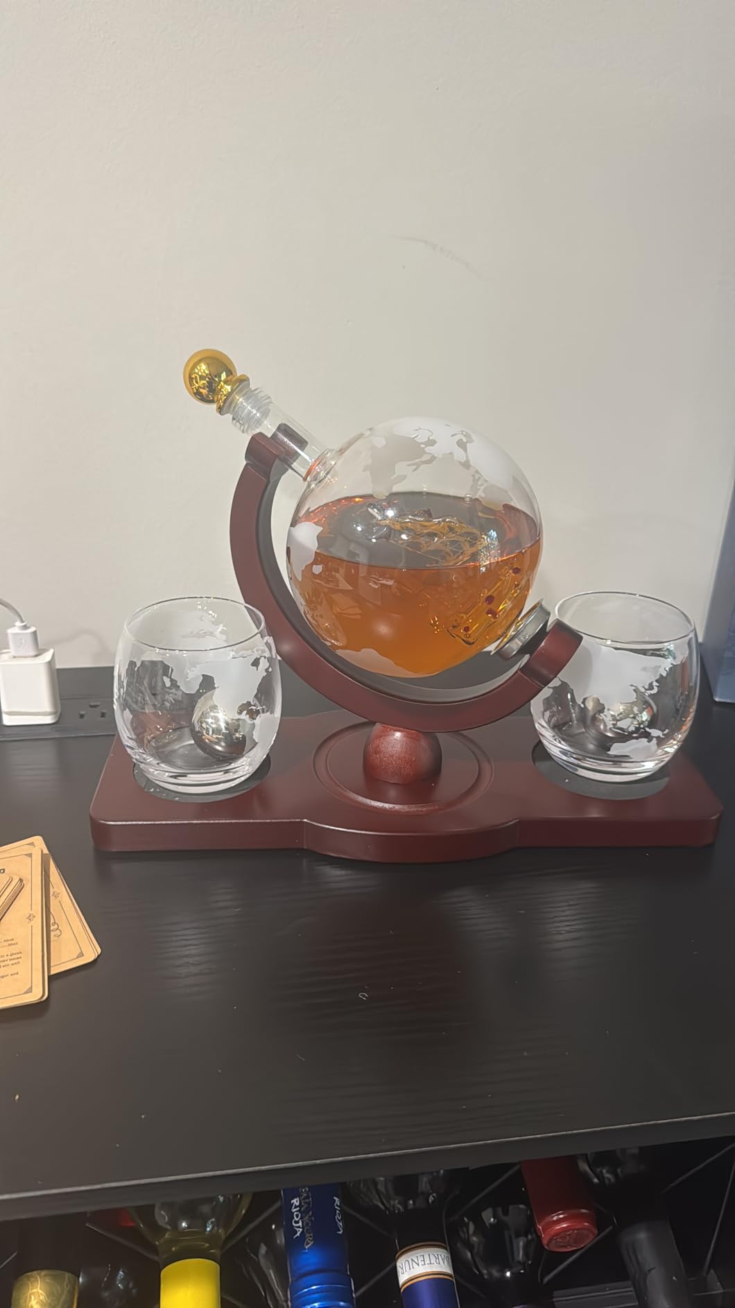 PONPUR Gifts for Men Dad Fathers Day, Whiskey Decanter Globe Set with 2 Ball Stones & 2 Glasses, Anniversary Birthday Gifts for Him Husband Boyfriend Brother, Cool Stuff Gift for Bourbon Scotch customer photo 2