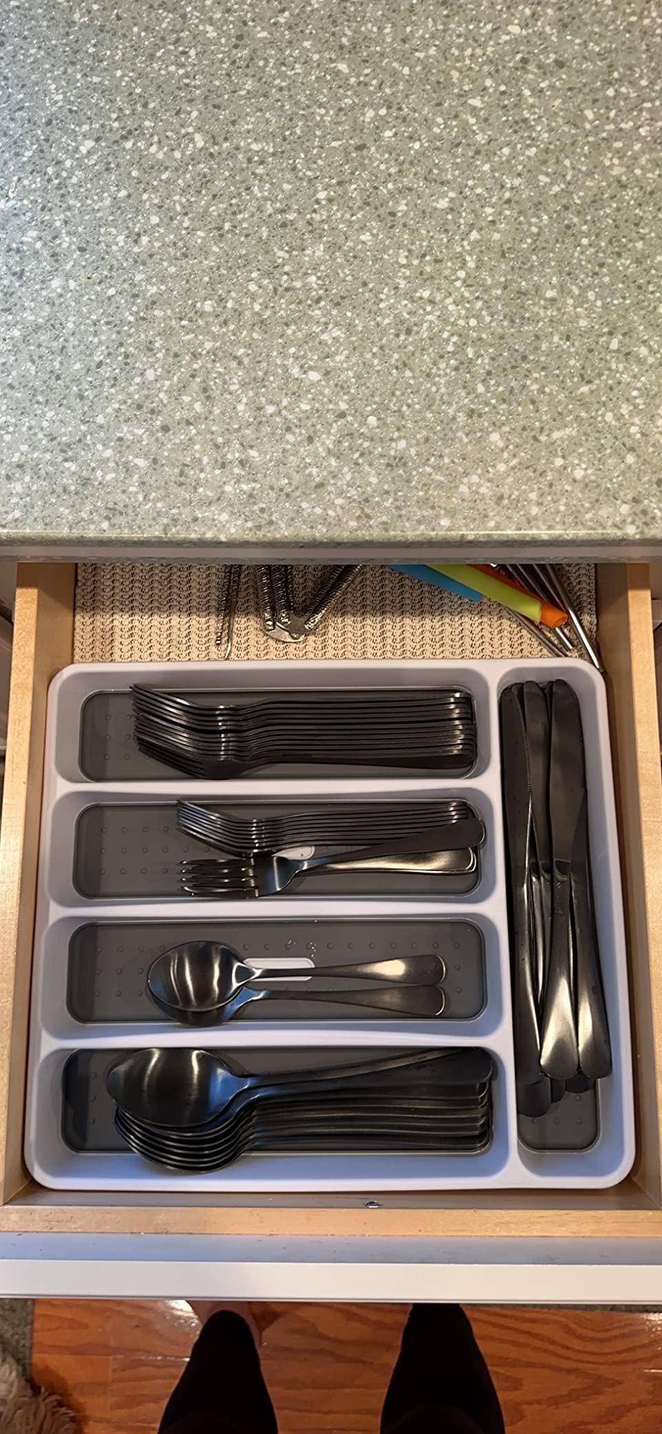 60-Piece Black Silverware Set with Organizer, AIVIKI Stainless Steel Flatware for 12, Cutlery Utensil Set for Home Restaurant, Tableware Includes Knife Fork Spoon Set, Mirror Polished customer photo 2