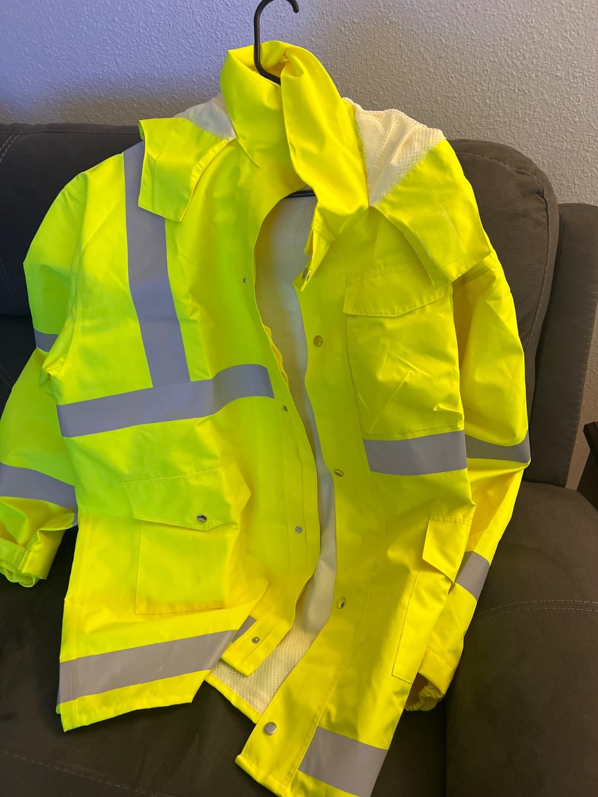 iCreek Safety Rain Jacket with Hood,Waterproof Reflective High Visibility customer photo 1