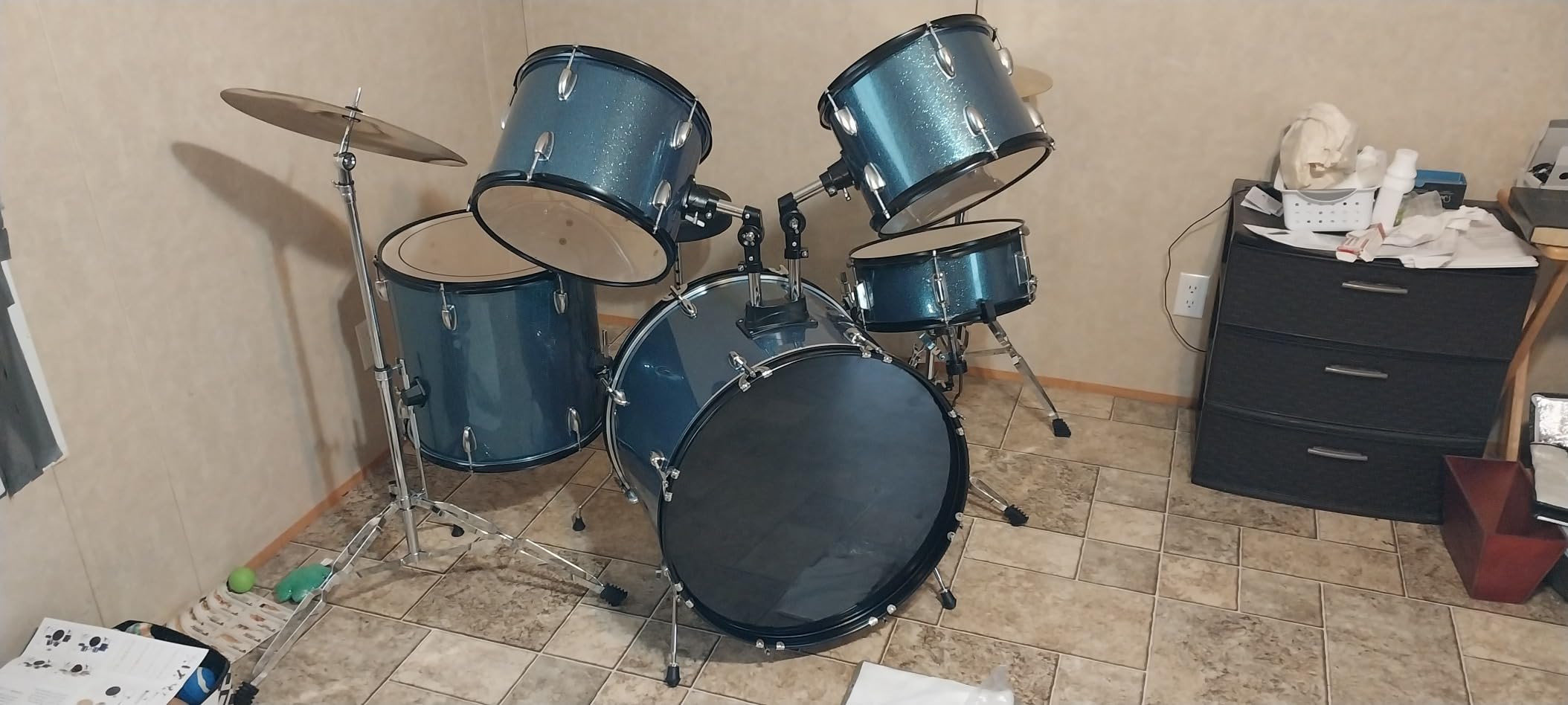 Ktaxon 22 Inch Drum Set Adult, 5-Piece Full Size Poplar Drumset, Black customer photo 1
