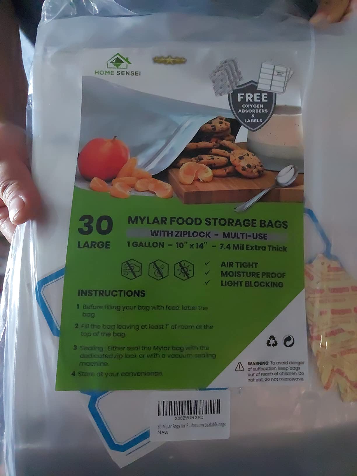 10pcs 5 Gallon Mylar Bags for Food Storage - 10 Mil Thick - Extra large bags 5 Gallon with Oxygen Absorbers 2500cc - Zipper Resealable Milar Bags - Bolsas Mylar 5 Galones customer photo 1