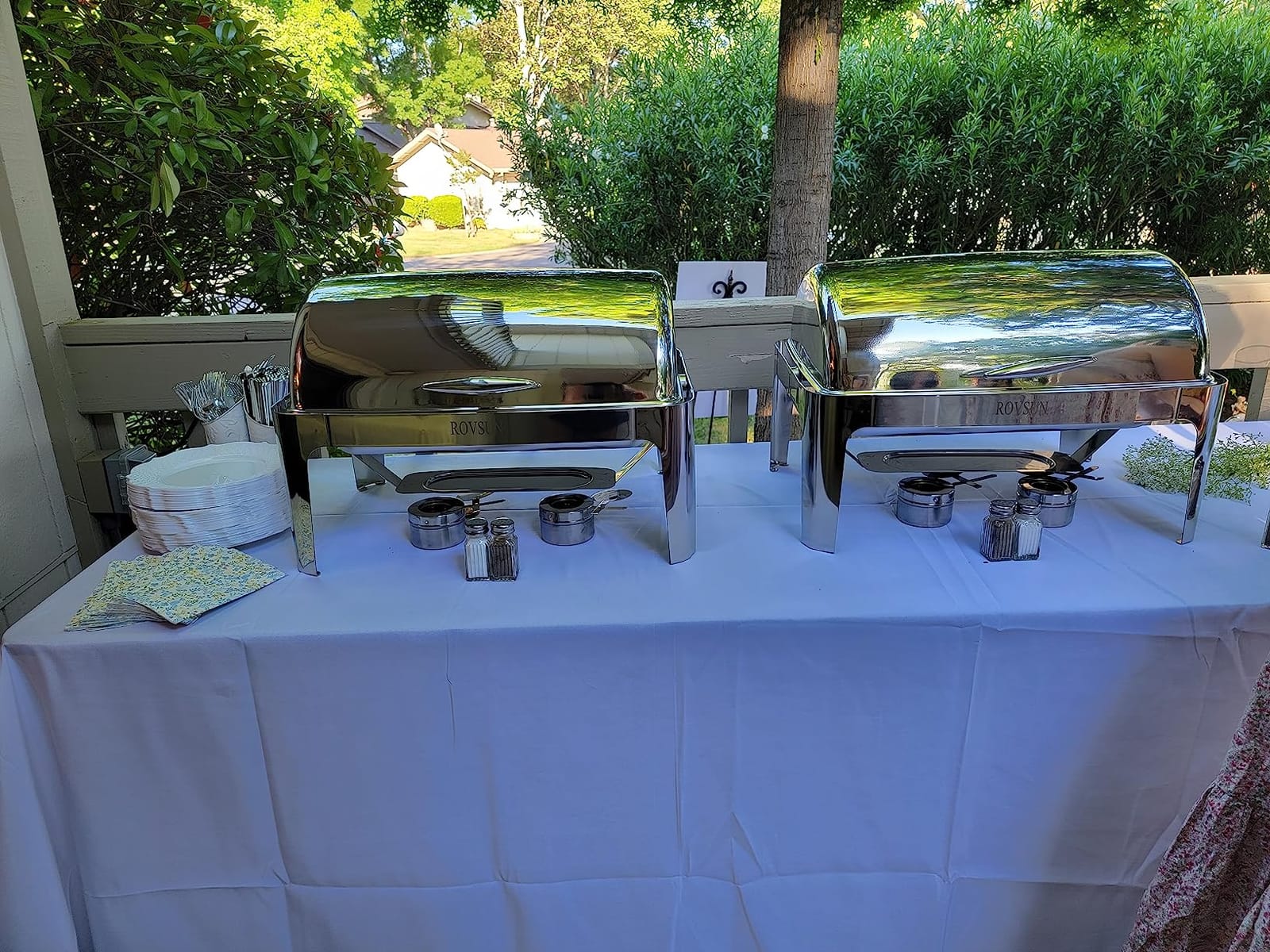 ROVSUN 3-Pack Roll Top Chafing Dish Buffet Set,9 Quart Full Size Pan Chafer, Stainless Steel Rectangular Set for Wedding,Parties,Banquet, Catering Events customer photo 1