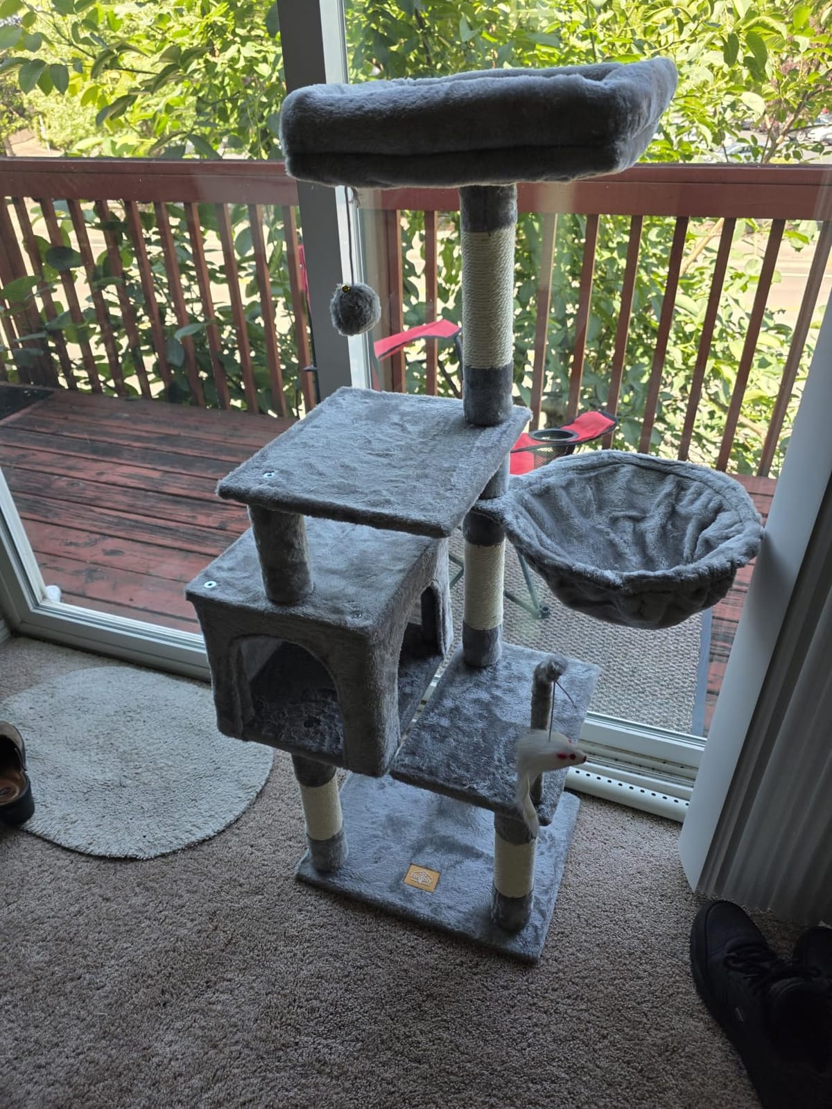 Heybly Cat Tree with Toy, 43.3 inch Cat Tower for Indoor Cats HCT004SG customer photo 1