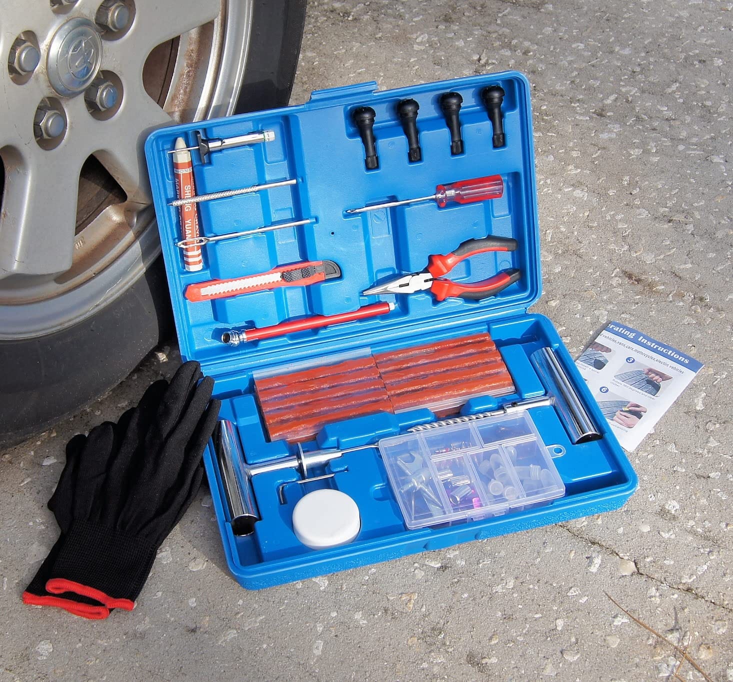 TILIBOTE Tire Repair Kit,117pcs Heavy Duty Tire Plug Kit,with Universal Tire Patch Kit to Plug Flats for Car/Motorcycle/Truck/Tractor/Trailer/RV/ATV customer photo 1